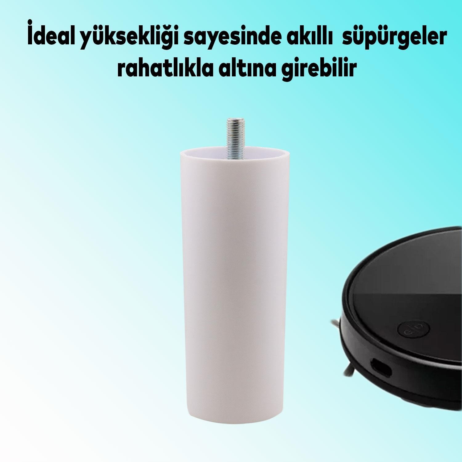Mobilya Kanepe Koltuk Baza Yükseltme Yükseltici M8 Civatalı Incediş Destek Ayağı Ayakları Beyaz 12cm