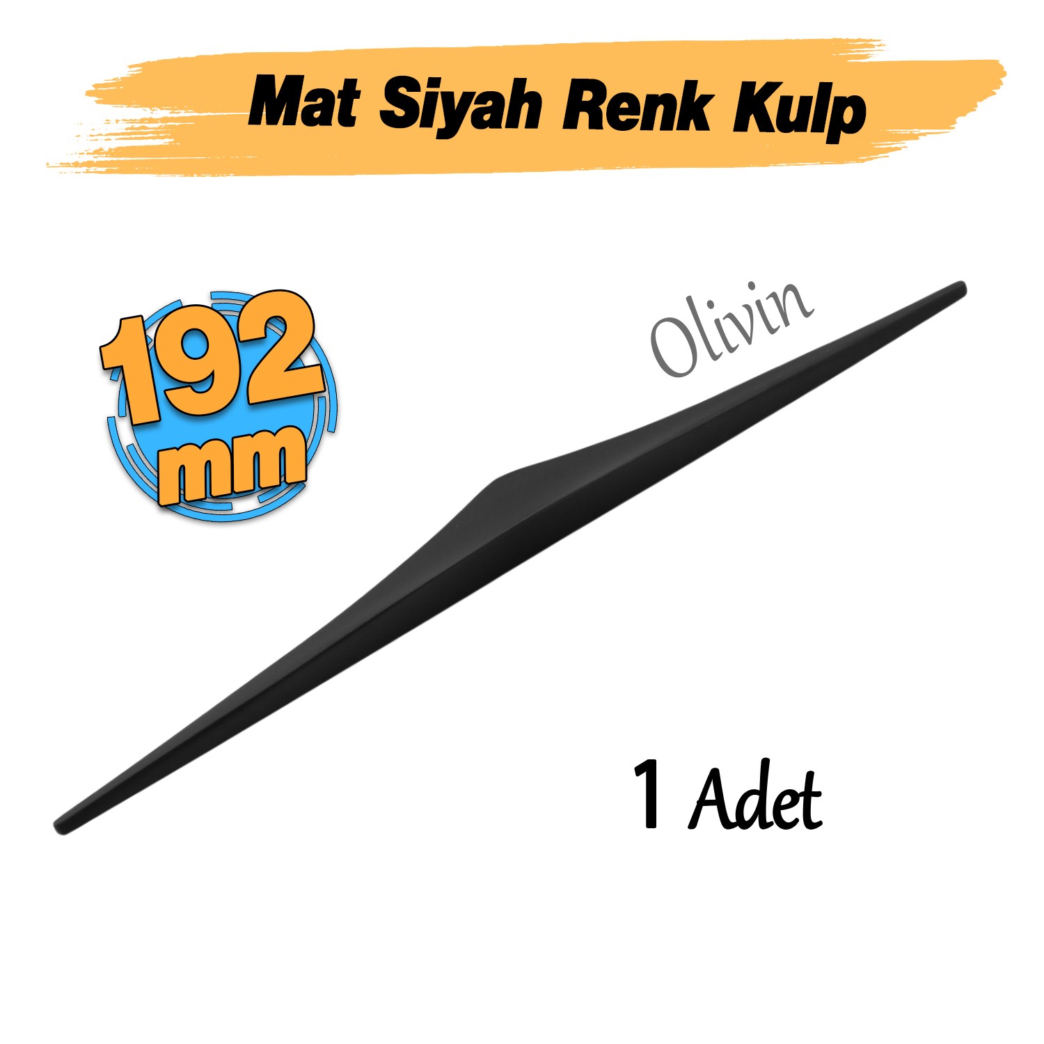 Olivin Mat Siyah Metal Kulp 192 mm 19.2 cm Mobilya Çekmece Mutfak Dolabı Dolap Kulpları Kulbu Kulpu