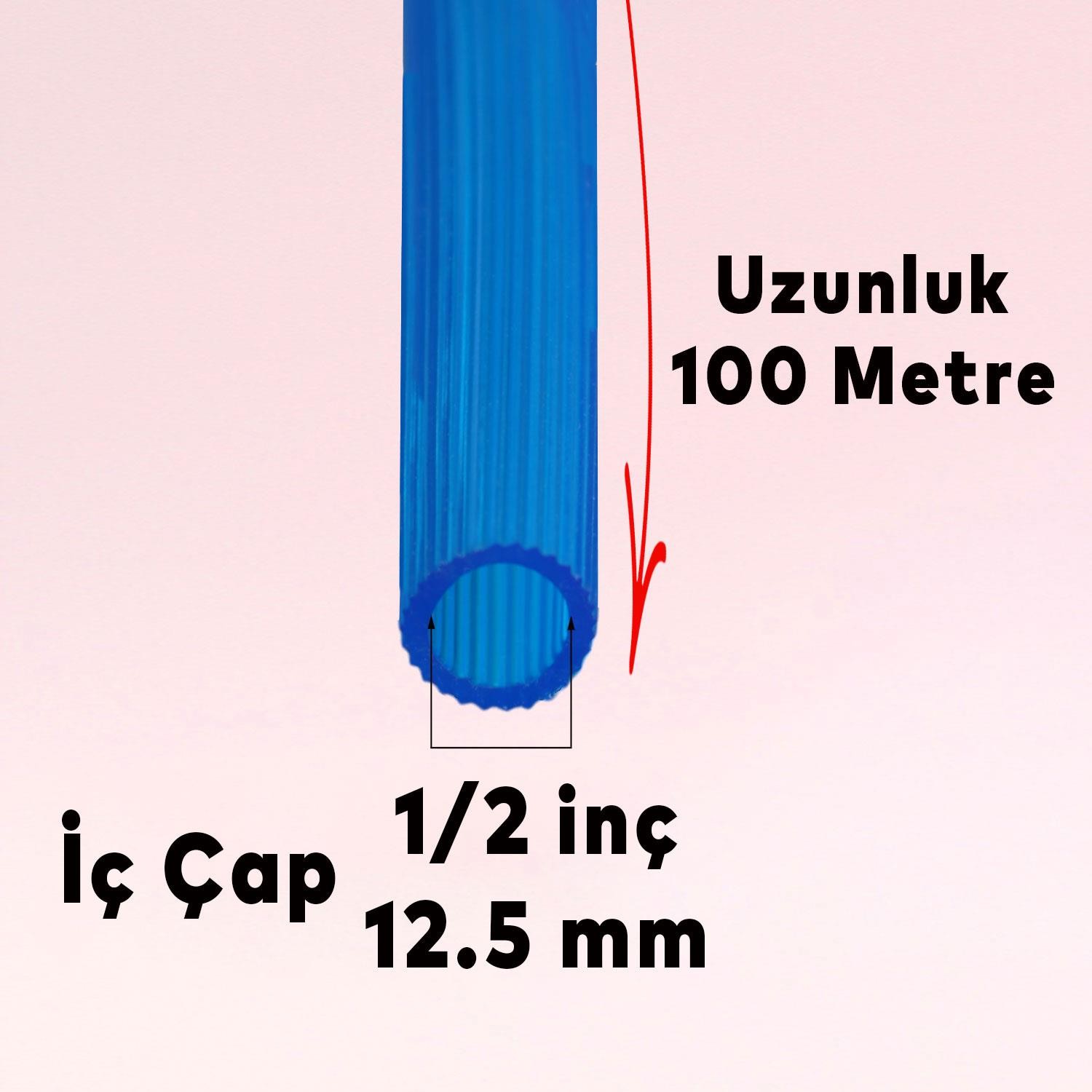 Bahçe Çeşme Su Hortumu İç Çap 1/2 Naturel Silikonlu Sulama Araç Yıkama Hortum 100 Metre