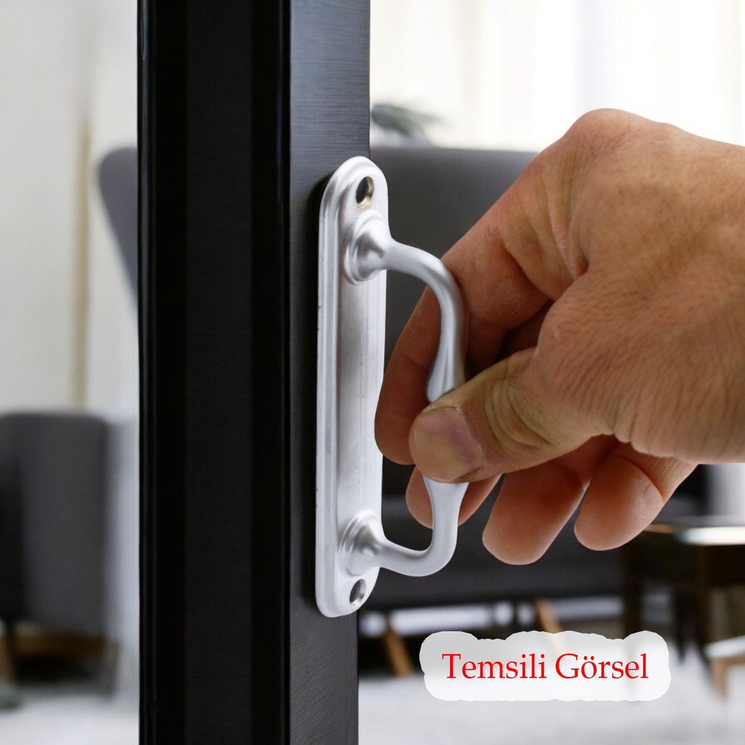 Küçük Kıvrık Çekme Kolu Sürgülü Kapı Tutma Kulpu Kulbu Tutamağı Kol Mat Krom Renk 12 Cm İki Vidalı