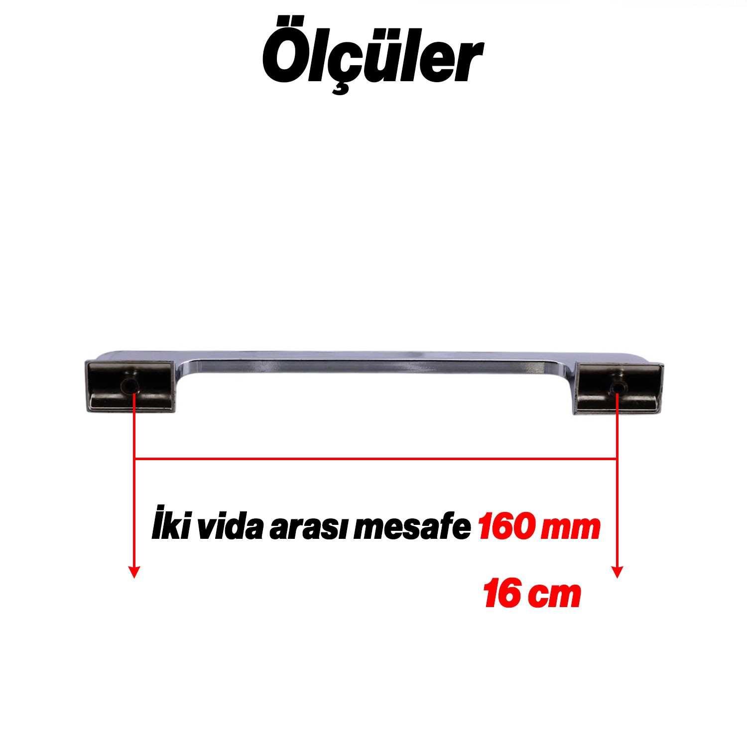 Afra (160 mm - 16 cm) Krom Metal Mobilya Mutfak Çekmece Dolap Dolabı Kapak Kulbu Kulpu Kulpları