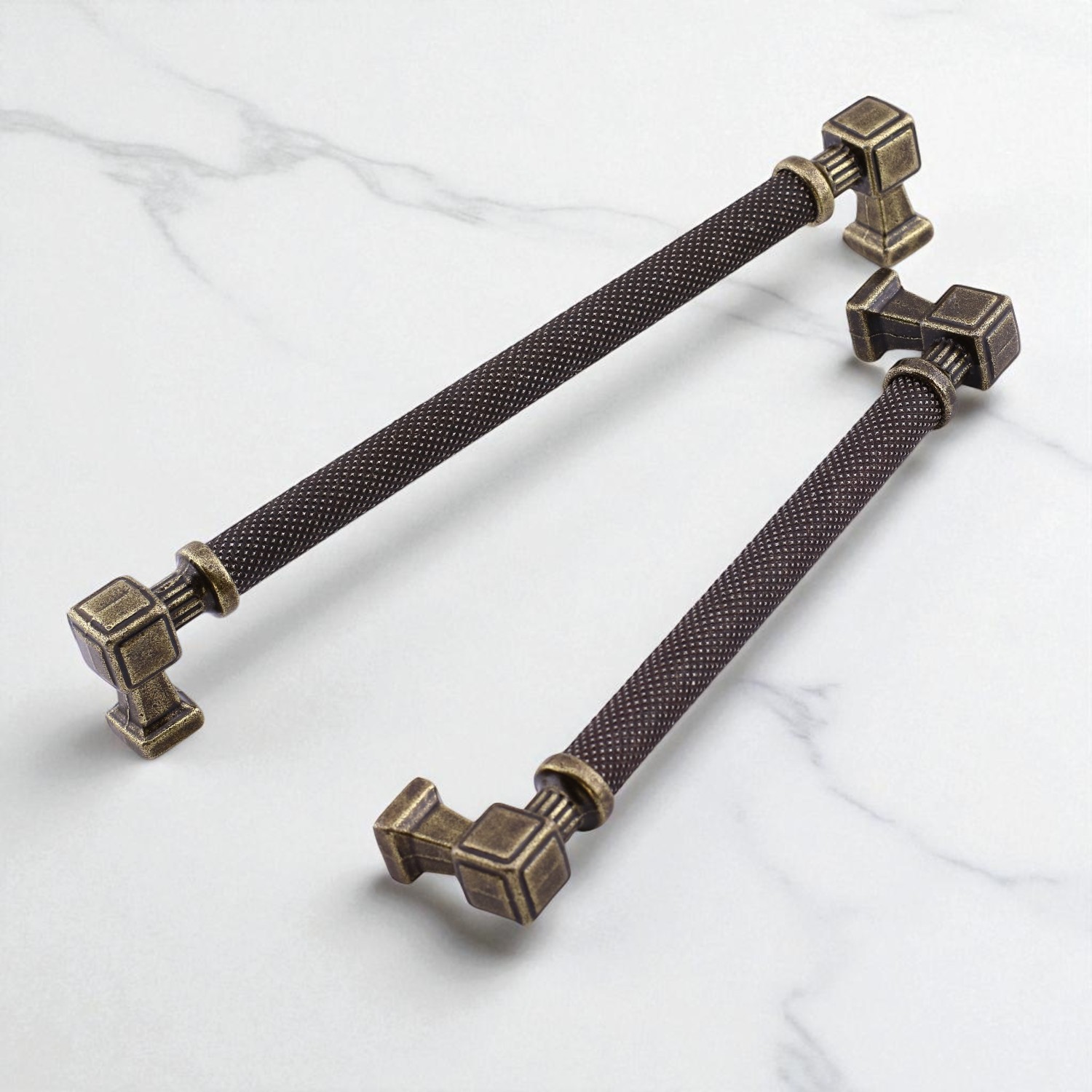 Grip Desenli Antik Sarı Metal Kulp 192 mm Mobilya Çekmece Mutfak Dolabı Dolap Modern Kapak Kulpları