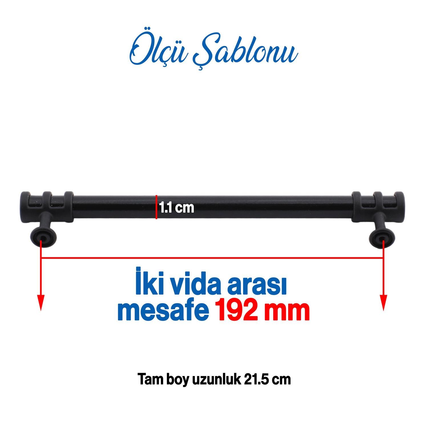 Sümbül Mobilya Mutfak Dolabı Çekmece Dolap Kulpları Kapak Kulpu Kulbu Siyah 192 mm Metal Kulp