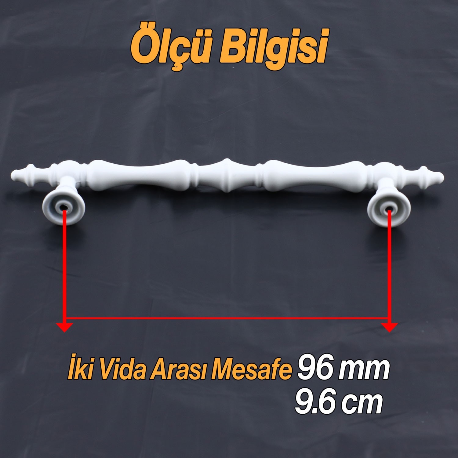 Nilay Beyaz Metal Kulp 96 mm -9.6 cm Mobilya Çekmece Mutfak Dolabı Dolap Kulpları Kulbu Kulpu Beyaz