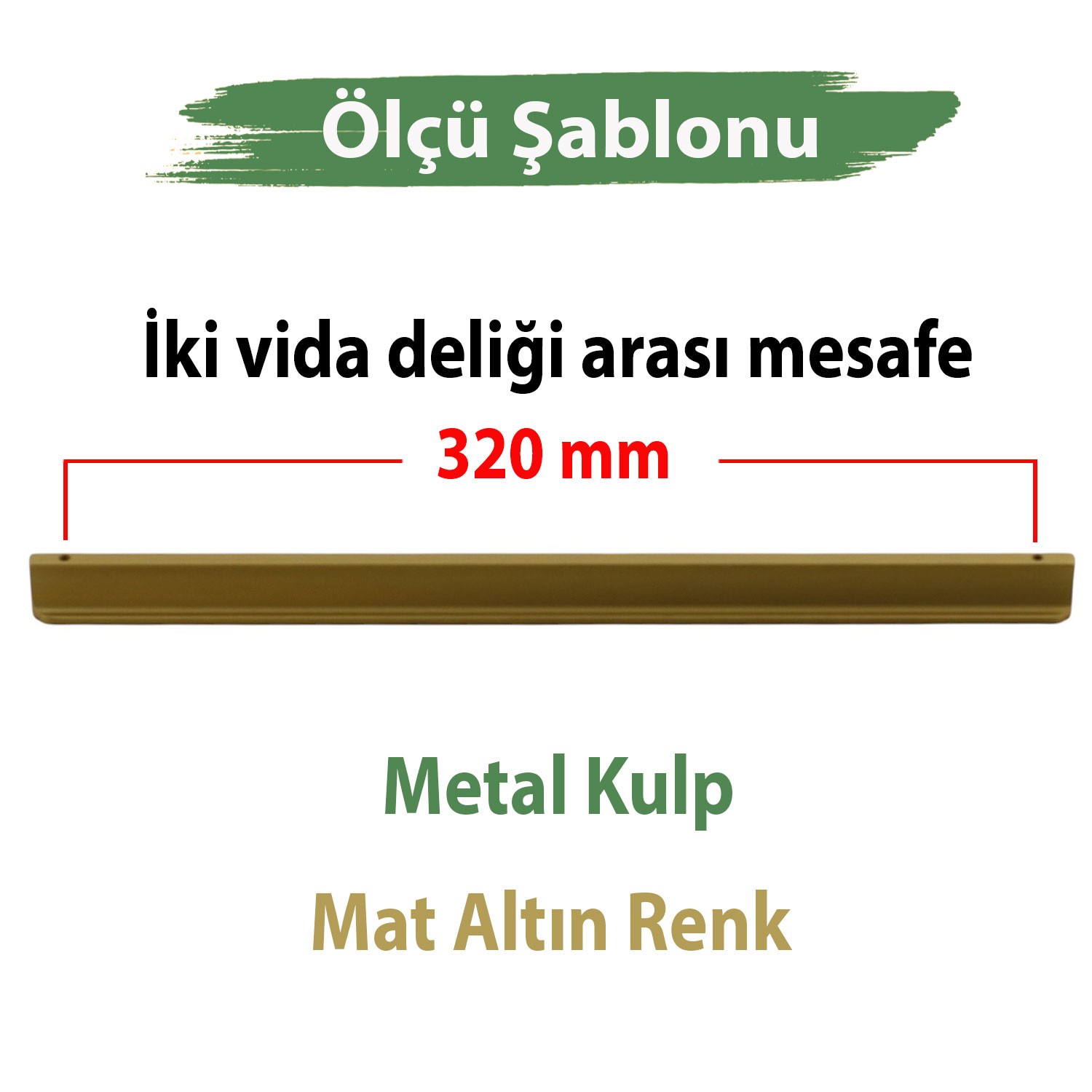 Dombay (Mat Altın) Metal Kulp 320 mm 32 cm Mobilya Çekmece Dolap Kulpları Mutfak Dolabı Kulbu Kulpu
