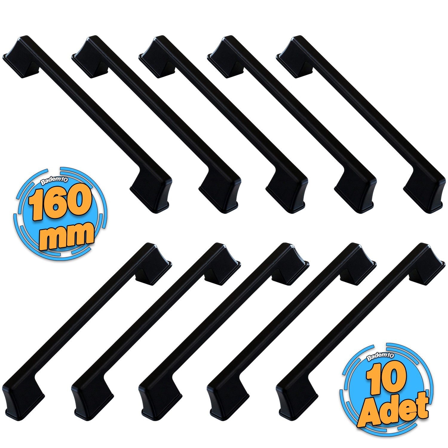 10 Adet Cemre Kulp 160 mm Siyah Metal Mutfak Mobilya Çekmece Mutfak Dolap Dolabı Kapak Kulbu 16 cm