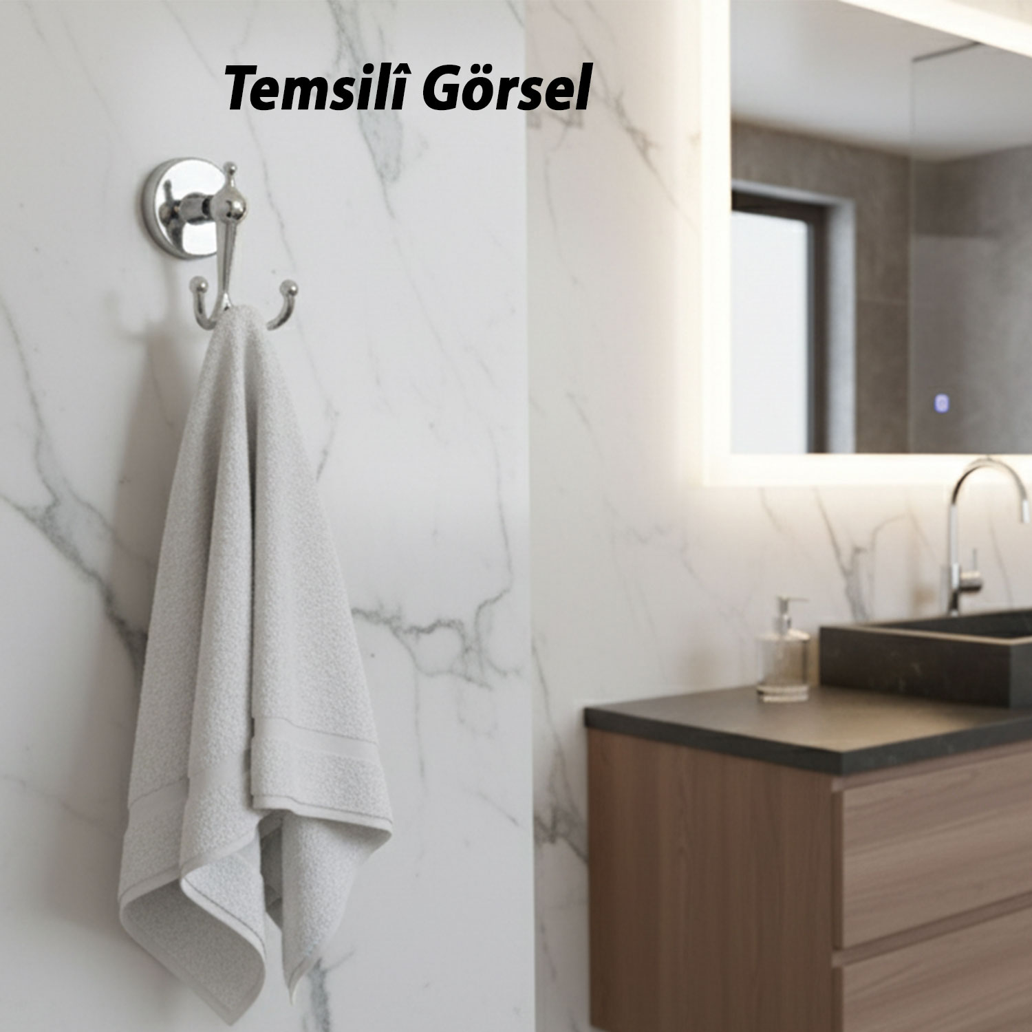 Dolce Krom Gümüş İkili Askılık Vidalı Paslanmaz Metal Duvar Askısı Banyo Wc Mutfak İçin Dayanıklı