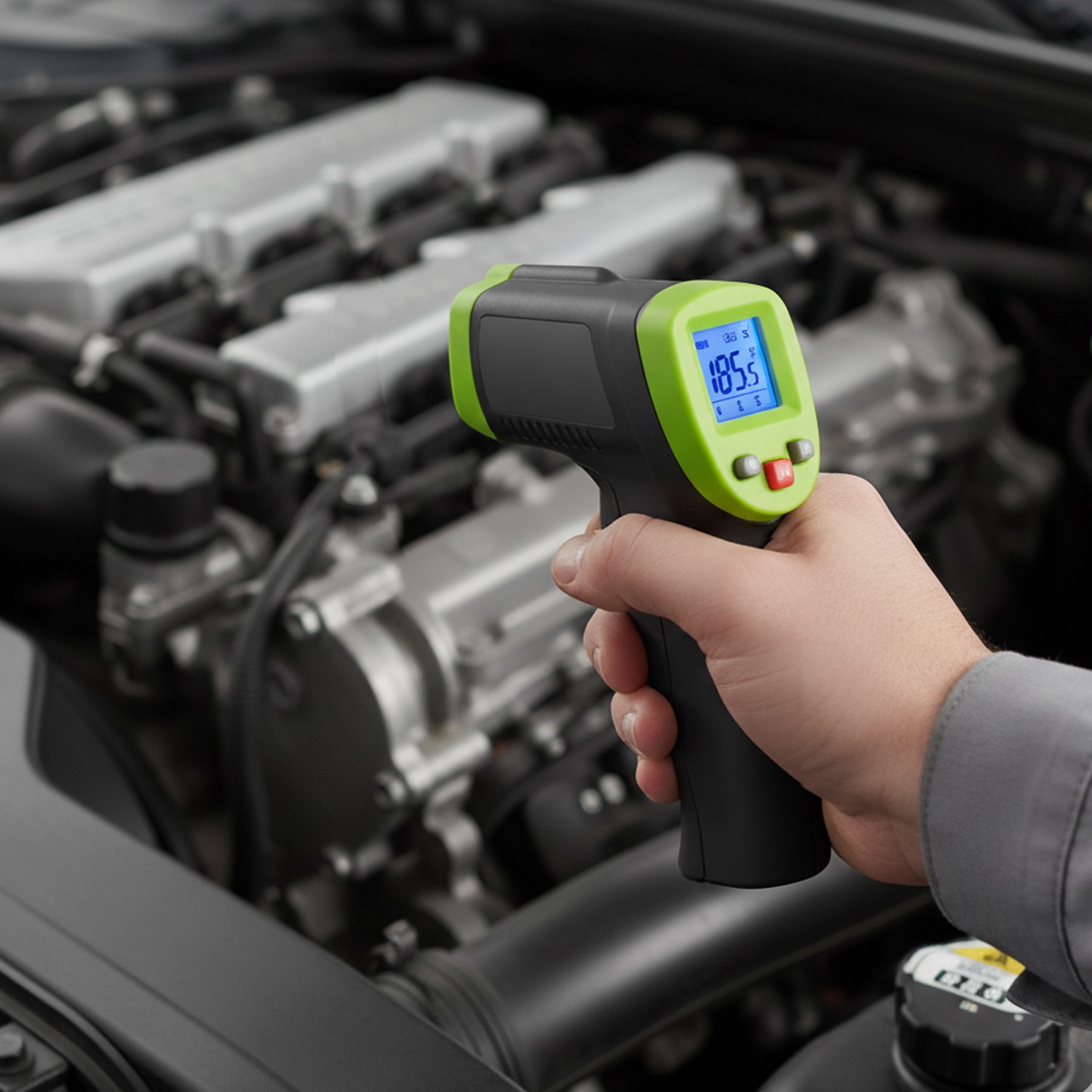 NT1075 Siyah Yeşil Lazerli Dijital Kızılötesi Temassız Plastik Gövdeli Termometre -50°C 550°C