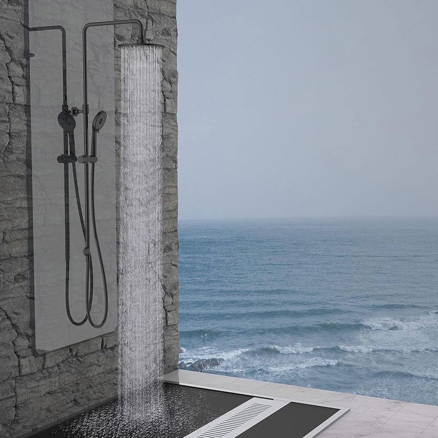 Robot Tepe Duş Seti Takımı Shower Yağmurlama Oval Banyo Masaj Duş Başlığı Sistemi Mat Siyah