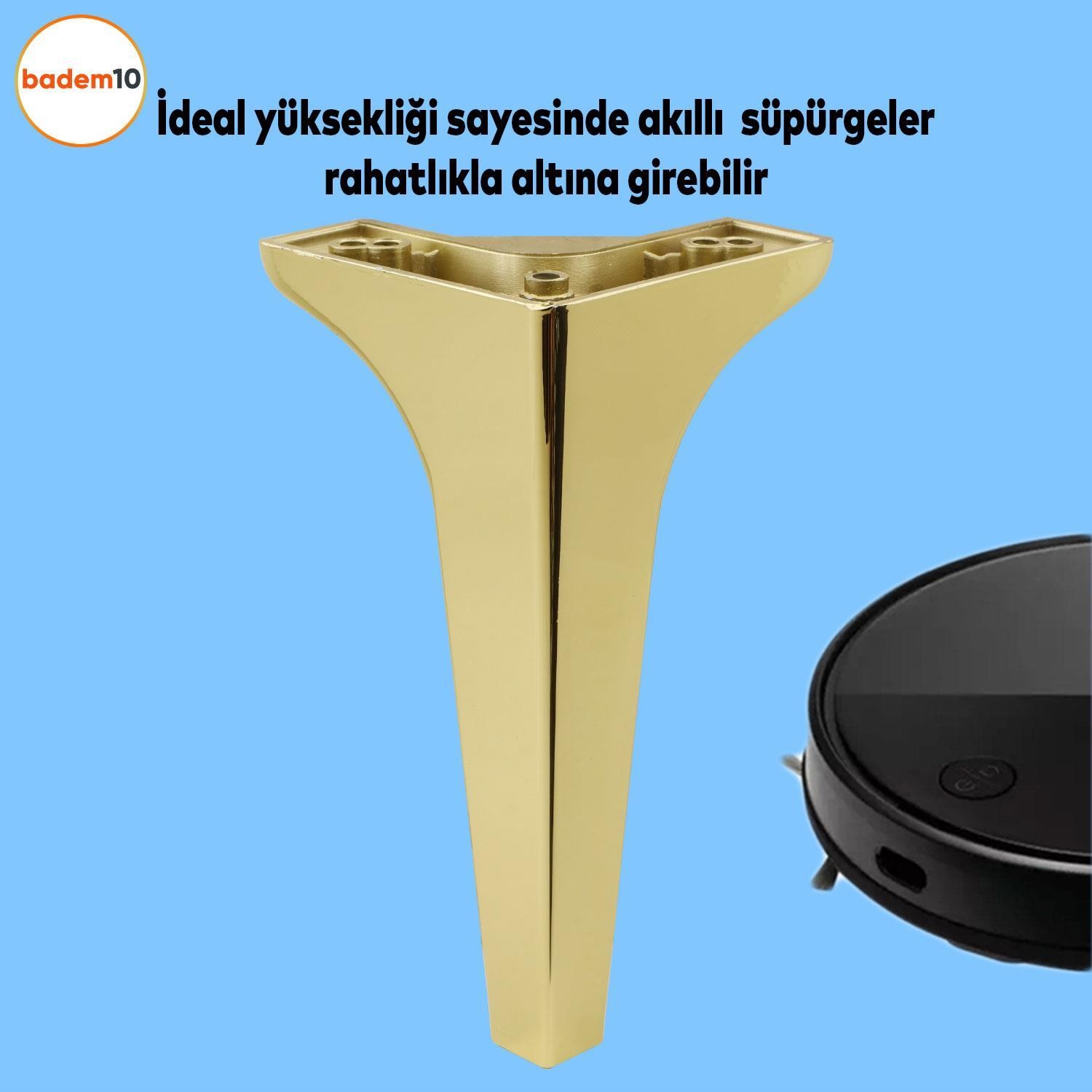 Sedef Lüks Mobilya Kanepe Tv Ünitesi Konsol Koltuk Ayağı 19 Cm Gold Altın Ayakları 4 Adet