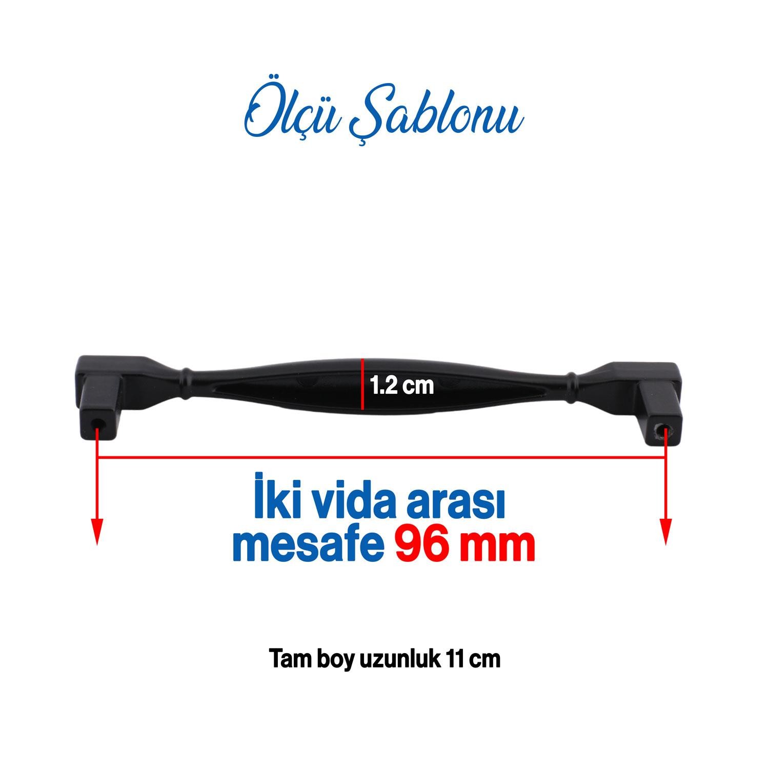 10 Adet Kare Kulp Mobilya Mutfak Dolabı Çekmece Dolap Kapak Kulpu Kulbu Siyah (96 MM-9.6 CM) Metal