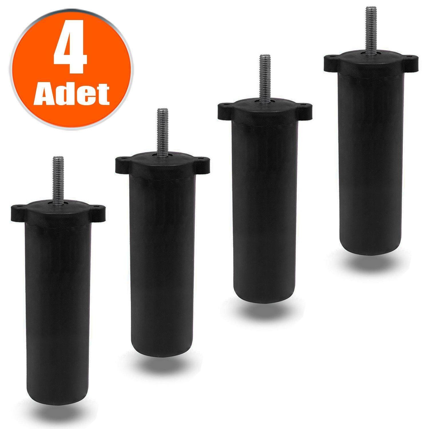 Kanepe Baza Koltuk Destek Ayağı M8 Civata Ayarlı Siyah Ayak 14 cm (4 ADET)