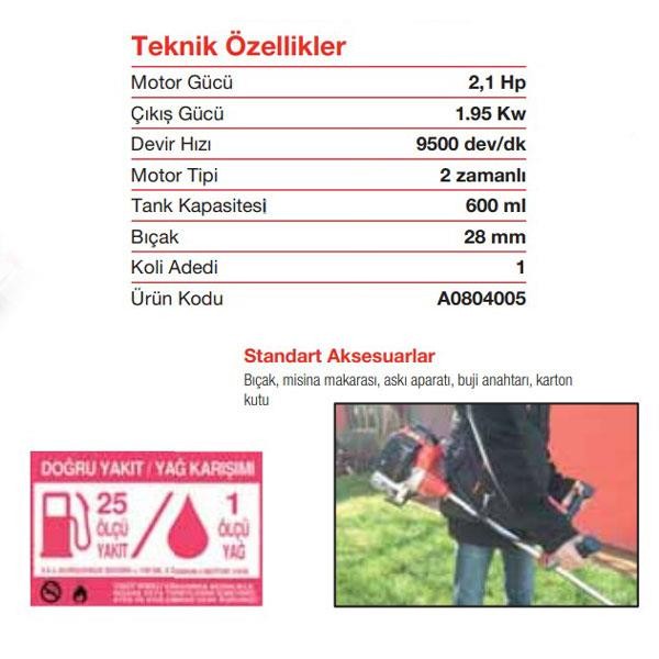 Attlas BC52 Yan Tırpan Benzinli 2.1 HP