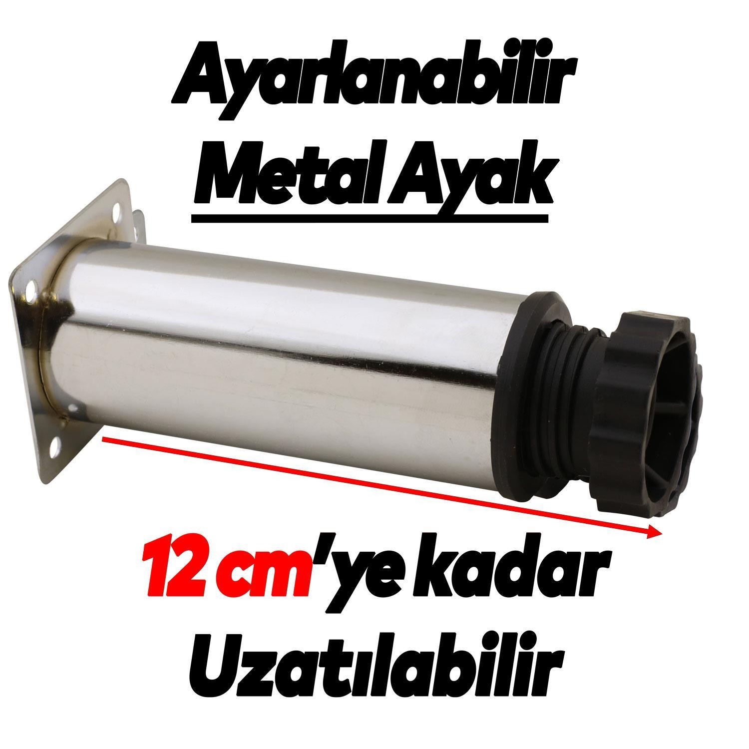 Dolap Ayarlanabilir Mobilya Kanepe Baza Koltuk Metal Destek Yükseltici Ayağı 10 Cm Krom (10 ADET)