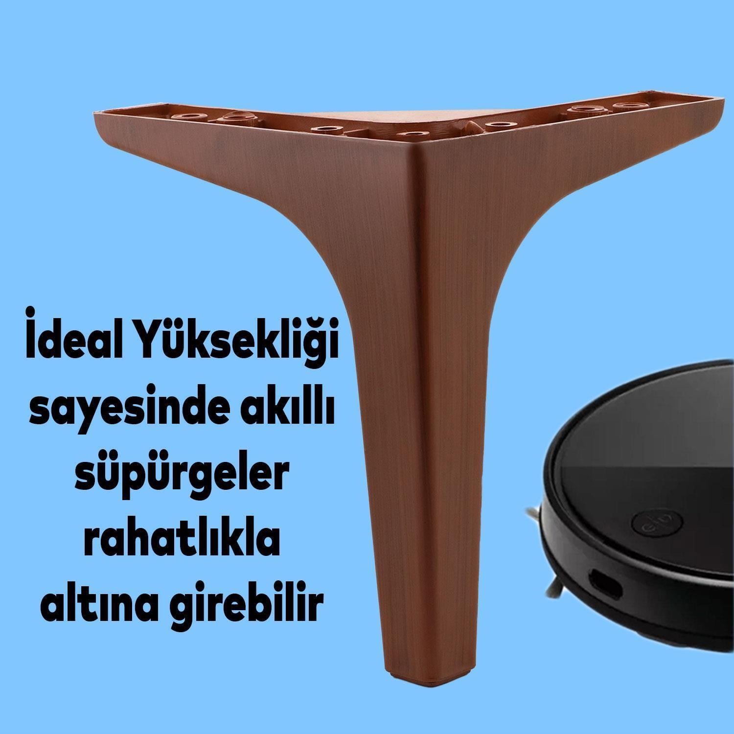 Sedef 6'lı Set Mobilya TV Ünitesi Çekyat Koltuk Kanepe Destek Ayağı 17 cm Ahşap Desenli Baza Ayak