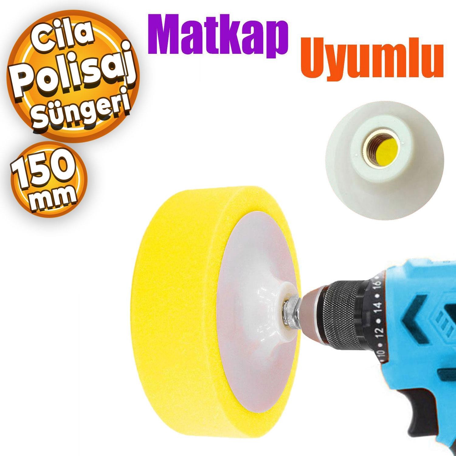 Yama Pasta Cila Polisaj Süngeri Alman Cilası Zımpara Tabanlı Sarı 150 mm