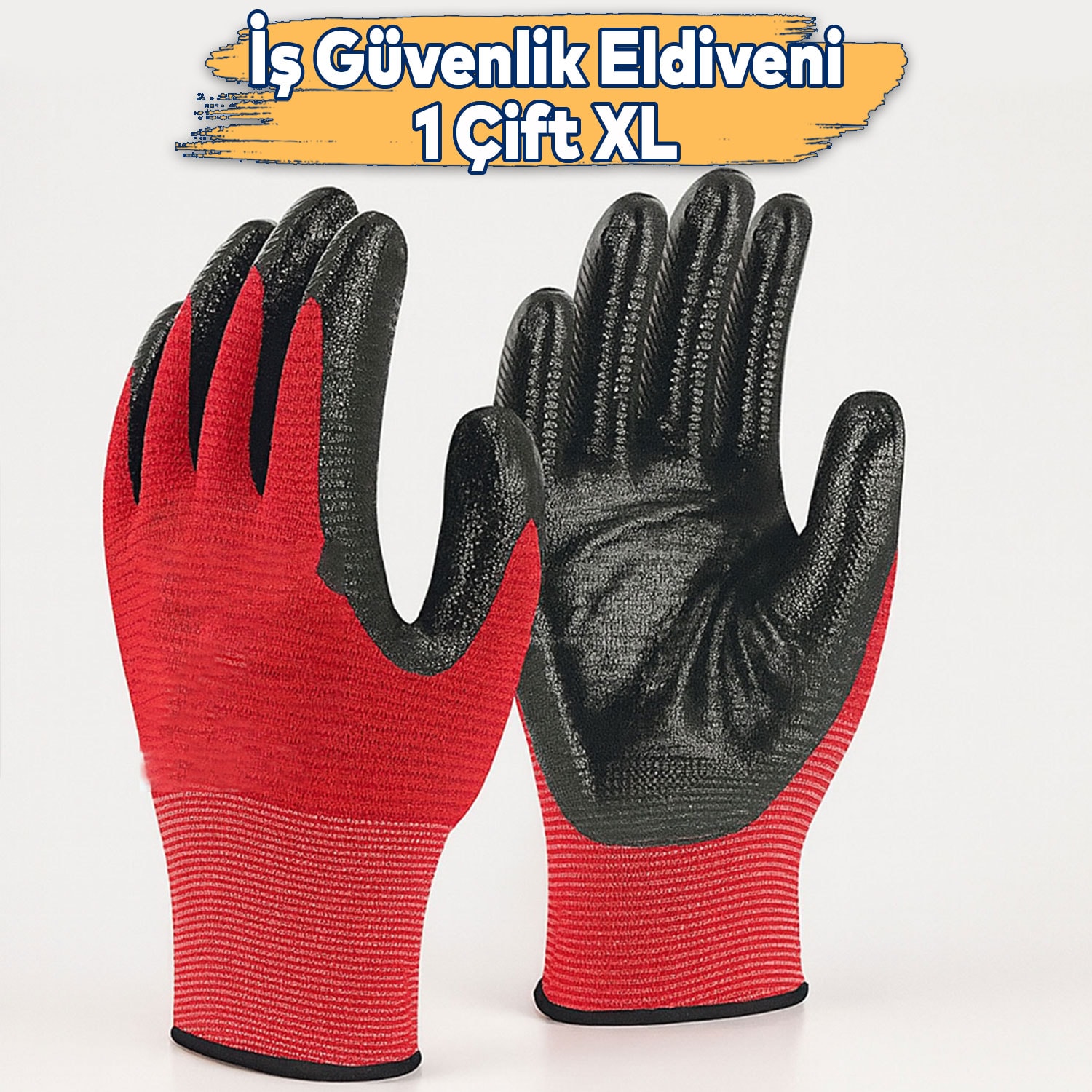 Kırmızı Siyah Zebra Nitril Kaplama İş Eldiveni 10 XL Yüksek Kavrama Esnek Konforlu Çalışma Eldiveni