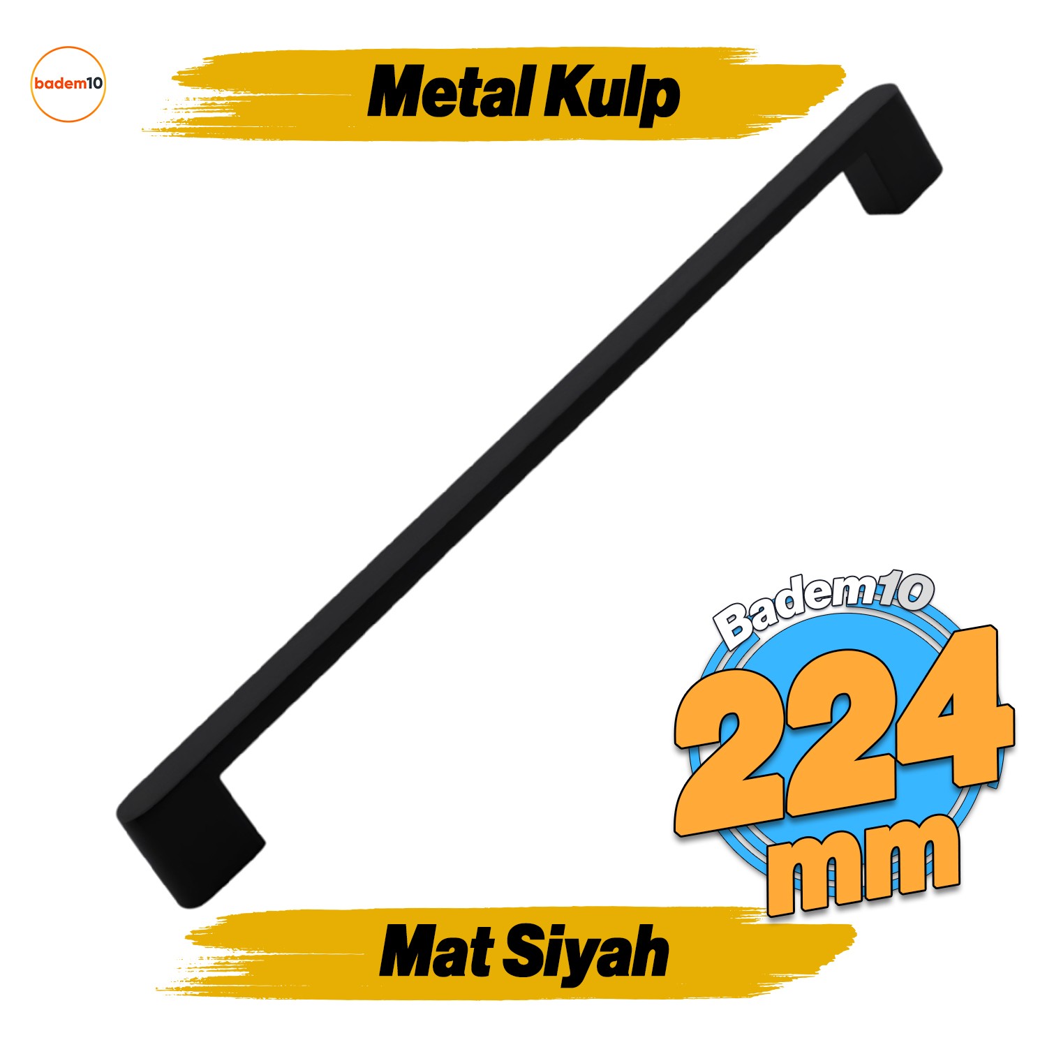 Uhud Kulp 224 mm Siyah Metal Mutfak Mobilya Çekmece Mutfak Dolap Dolabı Kulpları Kapak Kulbu 22.4 cm
