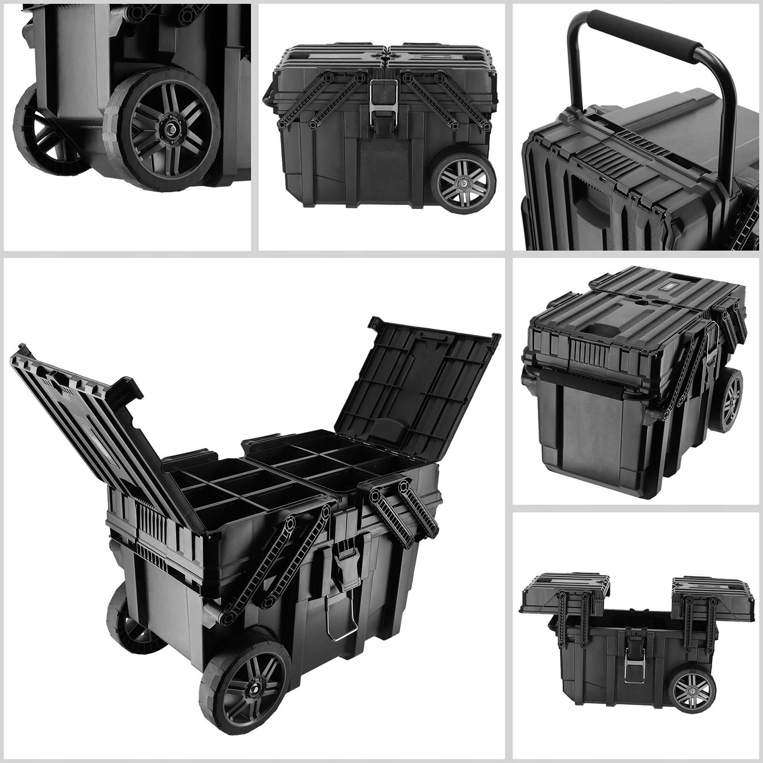 Katlanabilir Cantileverjob Takım Çantası Plastik Organizer Bölmeli Kapaklı Tekerlekli Takım Sandığı