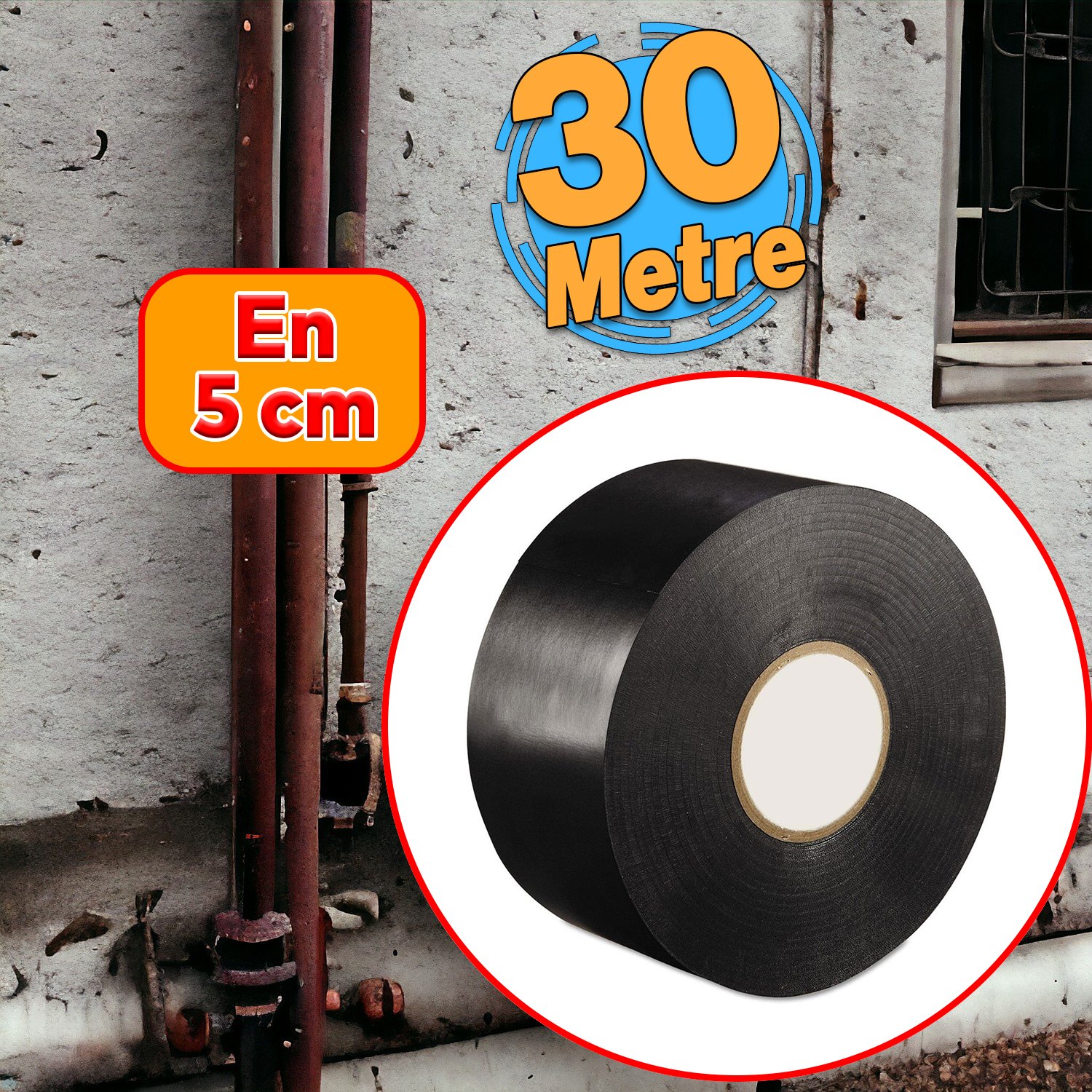 Antikorozyon Bandı Metal Boru Pas Önleme İzolasyon Sarma Bant 50 mm x 30 Metre 1 Adet