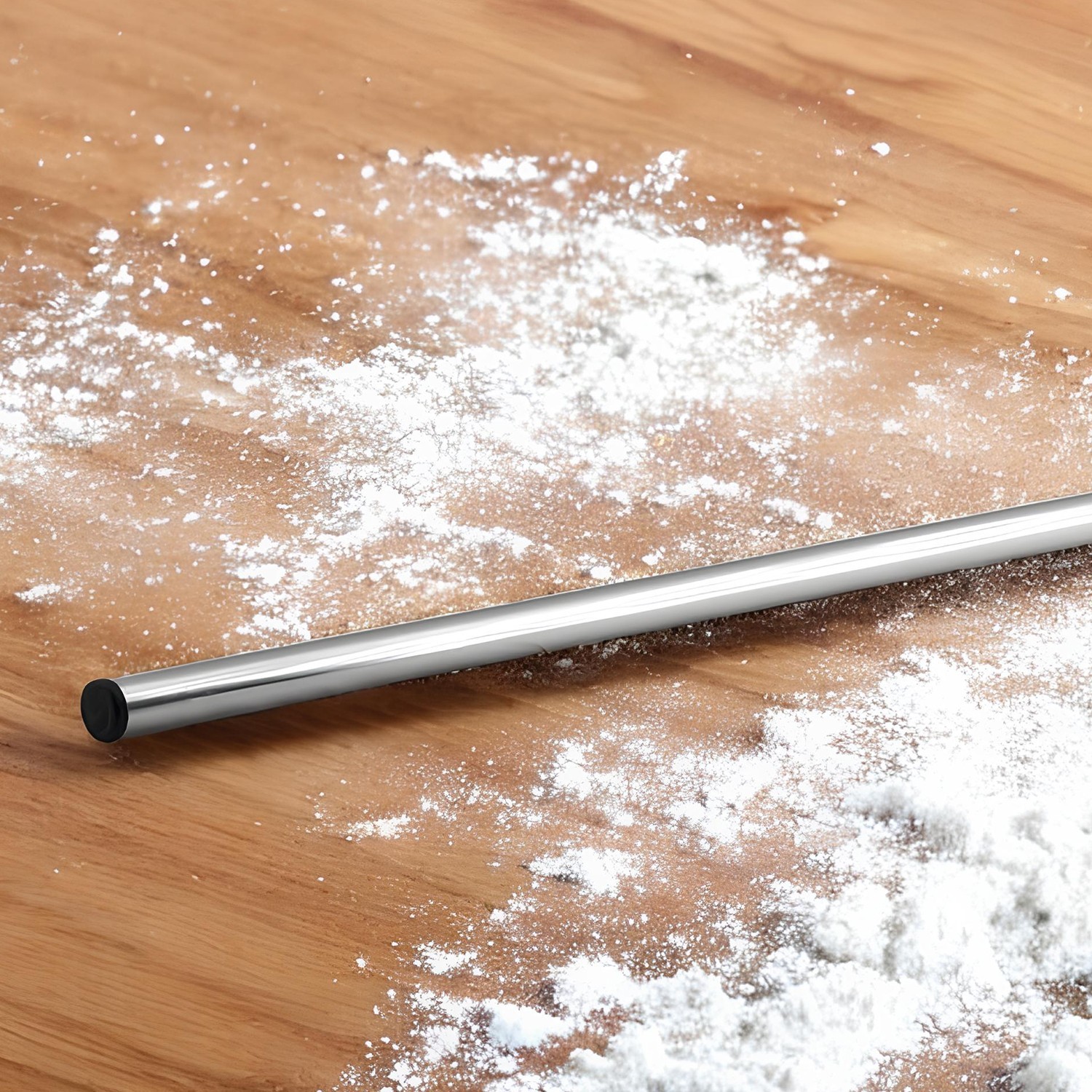 Alüminyum Silindir Yuvarlak Metal Oklava Tekli 49 cm Mutfak Börek Hamur Un Yufka Açma Krom Renk