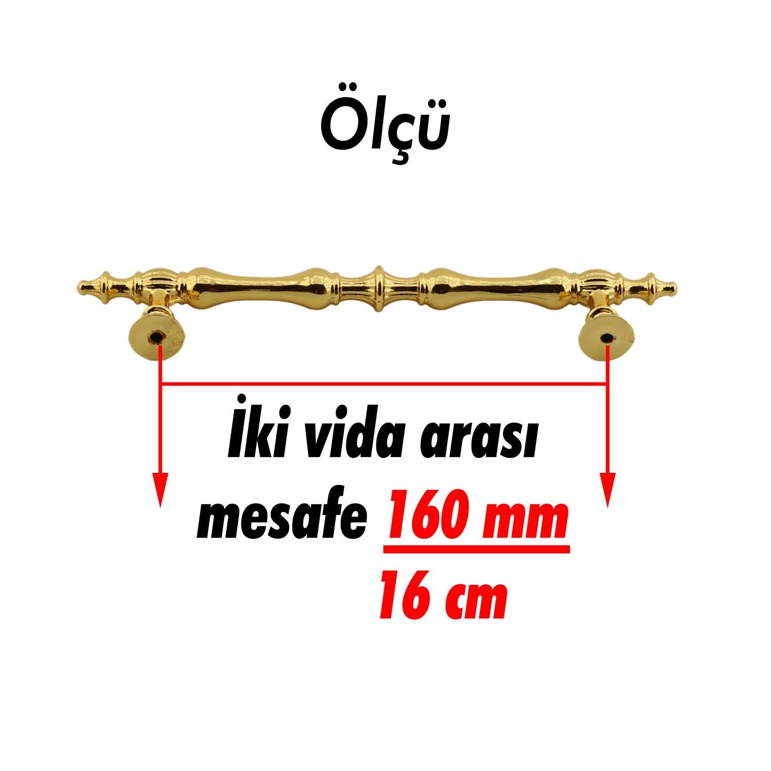 Şehzade Kulp Mobilya Mutfak Dolabı Çekmece Dolap Kulpları Kapak Kulpu Kulbu Gold 160 mm Metal