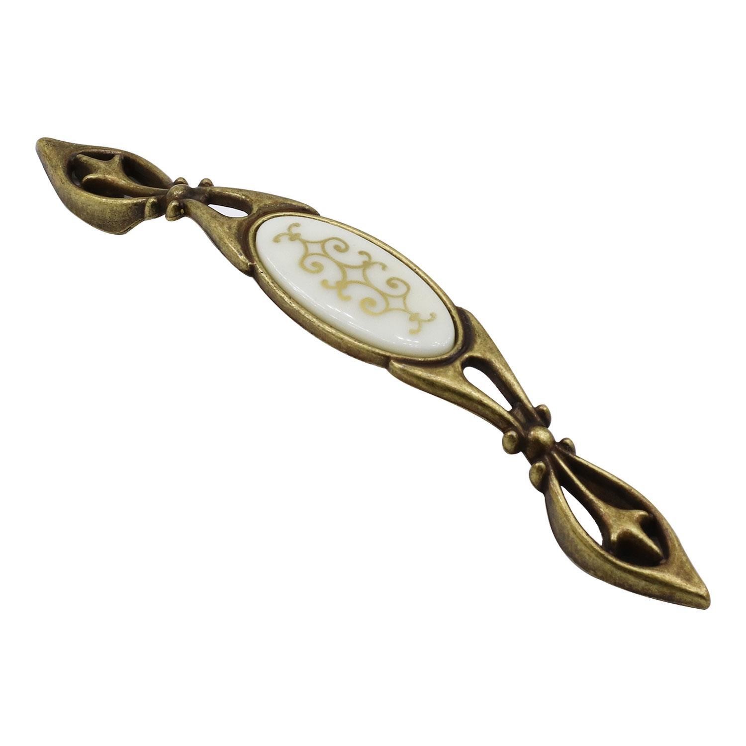 Silivri (128 mm-12.8 cm) Eskitme Antik Sarı Metal (4 ADET) Mobilya Mutfak Dolap Kulpu Kulbu Kulpları