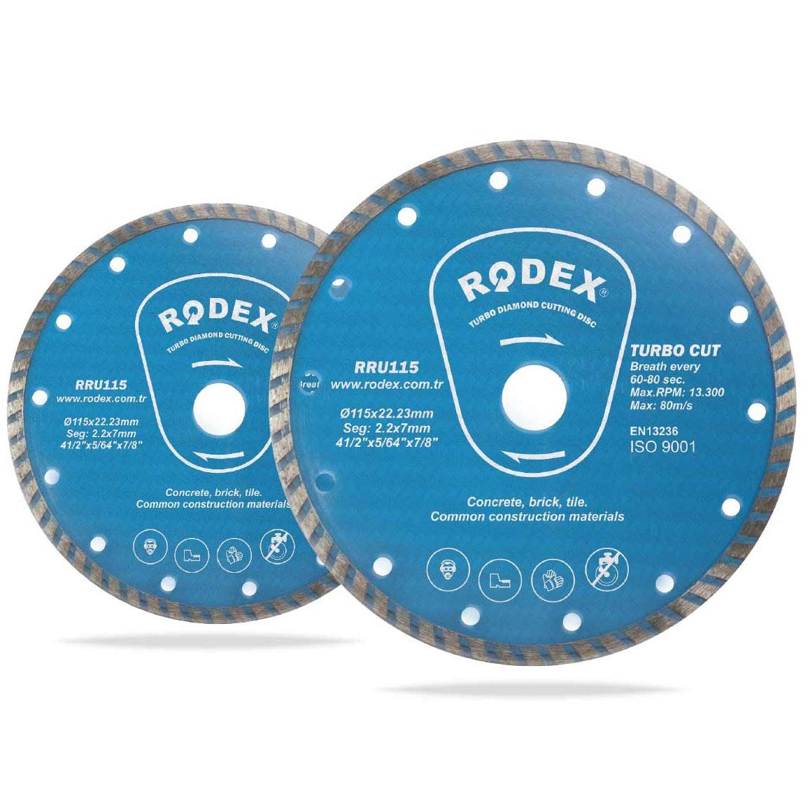 Rodex RRU115 Turbo Elmas Beton Tuğla Kesme Kesici Diski 115 mm