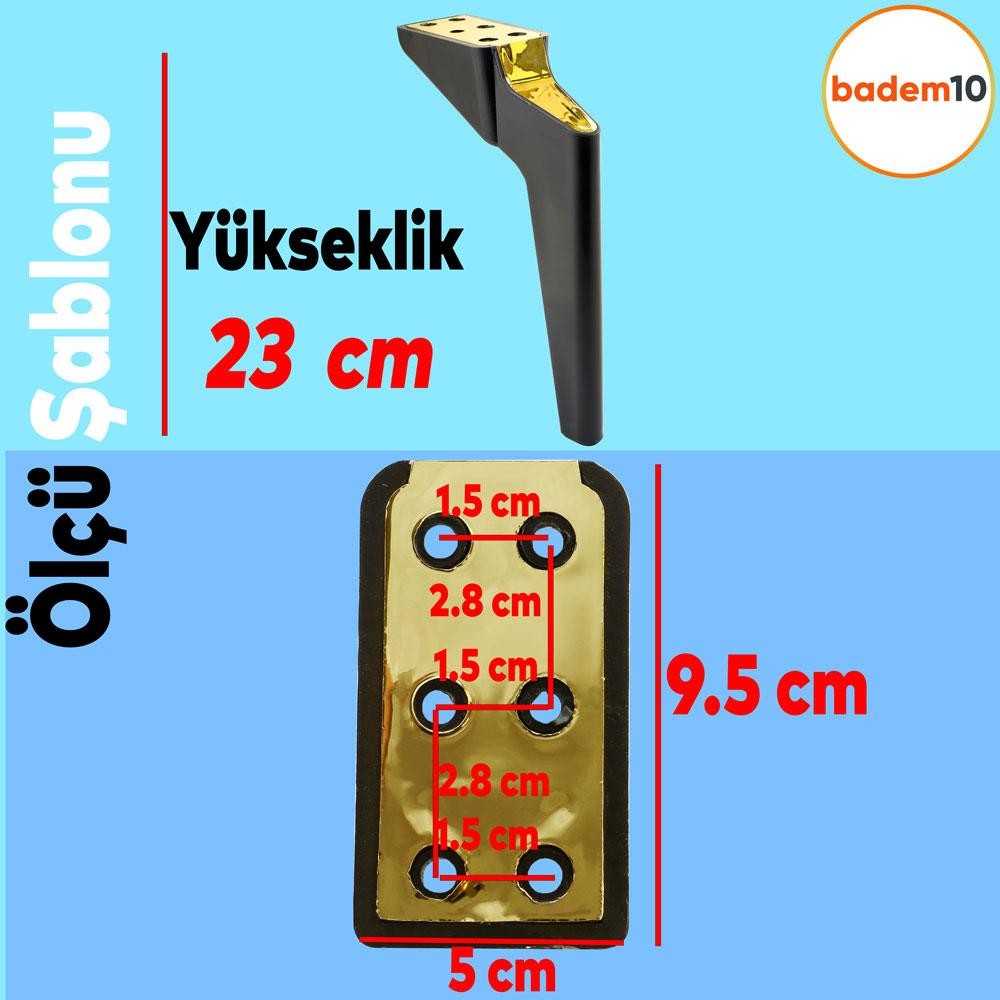 Logan 4 Adet 23 Cm Siyah Gold Lüks Mobilya Kanepe Tv Ünitesi Berjer Koltuk Ayağı Konsol Ayakları