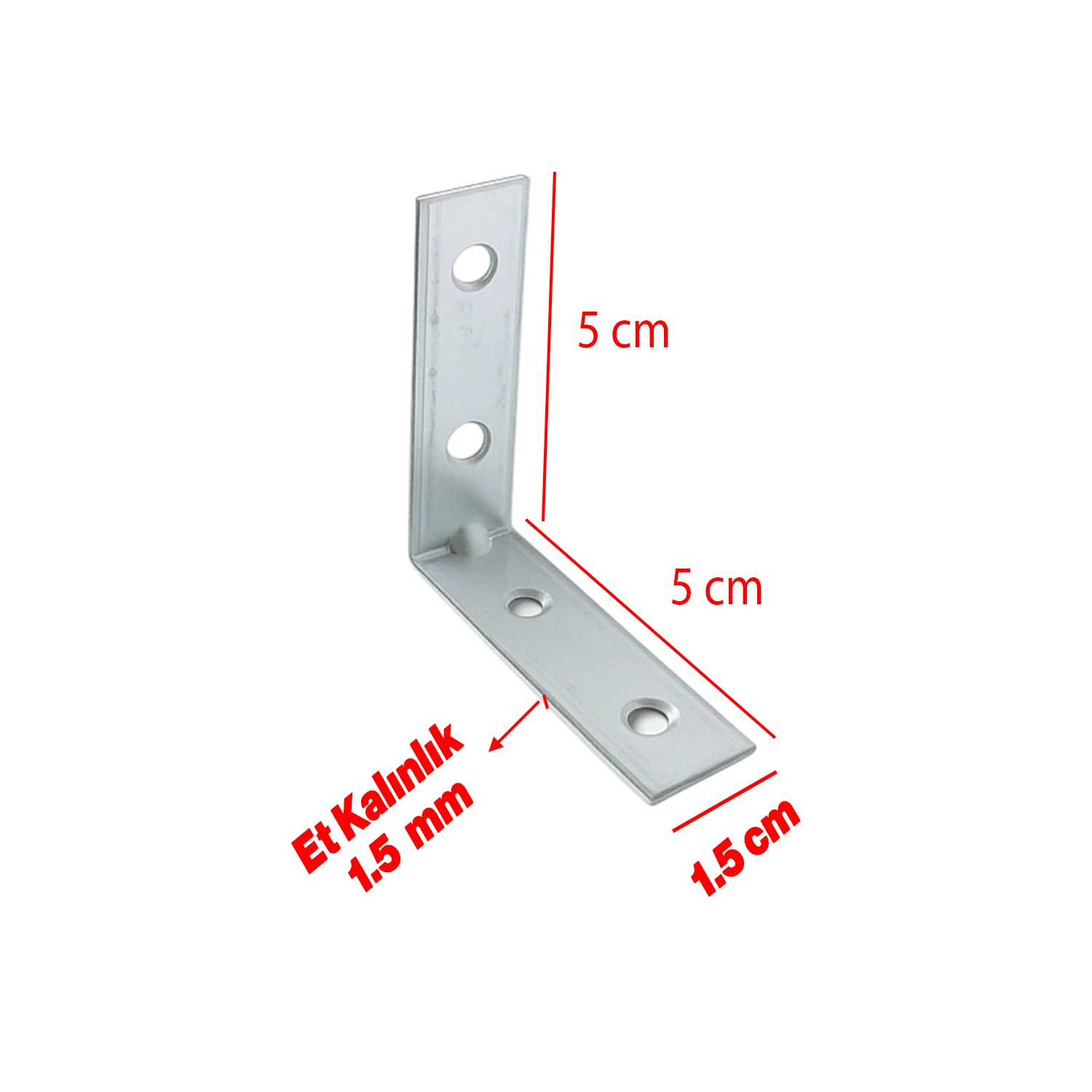(50 ADET) Metal Köşebent 50x50x15 mm İnce L Demiri Gönye Mobilya Duvar Sabitleme Bağlantı Aparatı