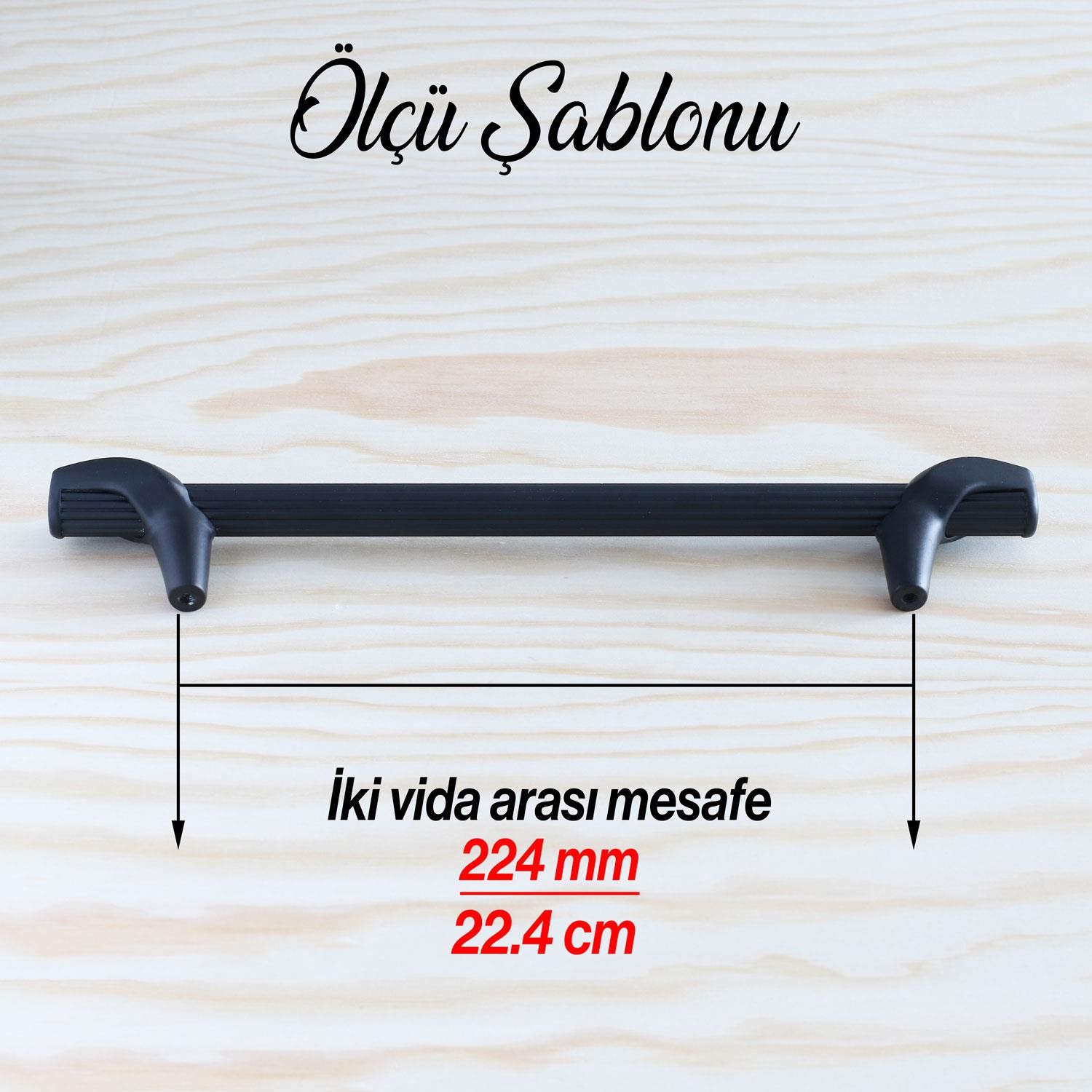 Duru 224 mm Siyah Metal Kulp Çekmece Mobilya Mutfak Dolabı Dolap Kulpları Kapak Kulbu Kulpu