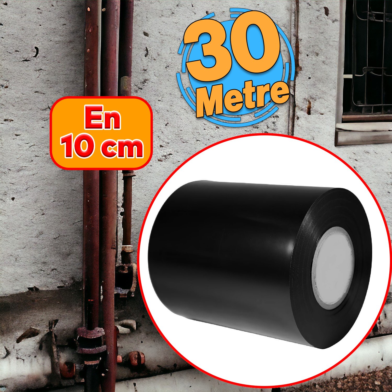 Antikorozyon Bandı Metal Boru Pas Önleme İzolasyon Sarma Bant 100 mm x 30 Metre 1 Adet