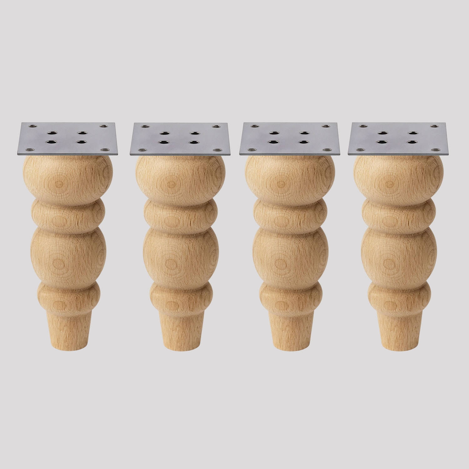 Bohem 17 cm  4'lü Set Boyasız Ham Doğal Ahşap Ayak Silindir Mobilya Koltuk Kanepe Ayağı Aparat Dahil