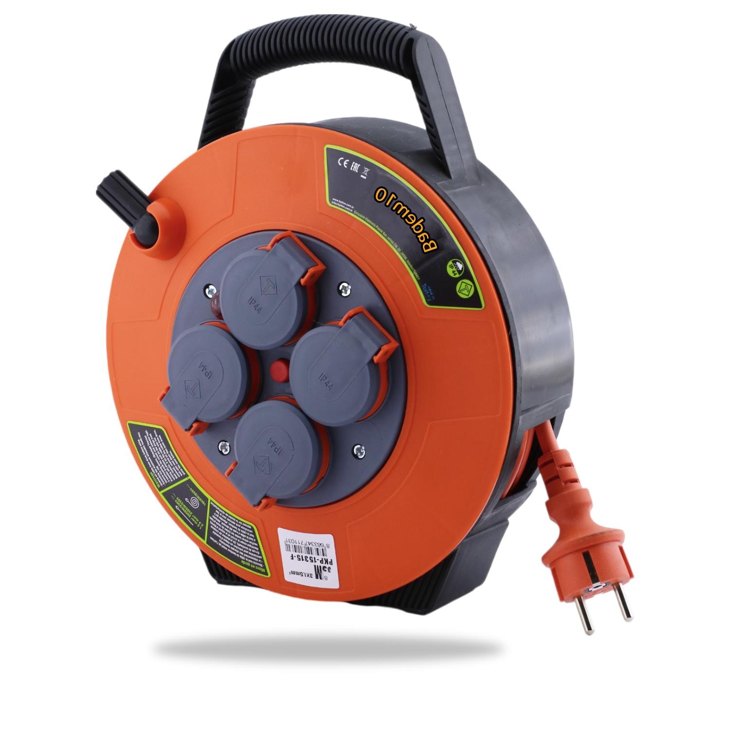 Bylion PKP-10315-F Plastik Kapaklı Mini Makaralı Seyyar 3x1.5 mm CCA Monofaze Uzatma Kablosu 4 Priz TTR Kablo 10 Metre