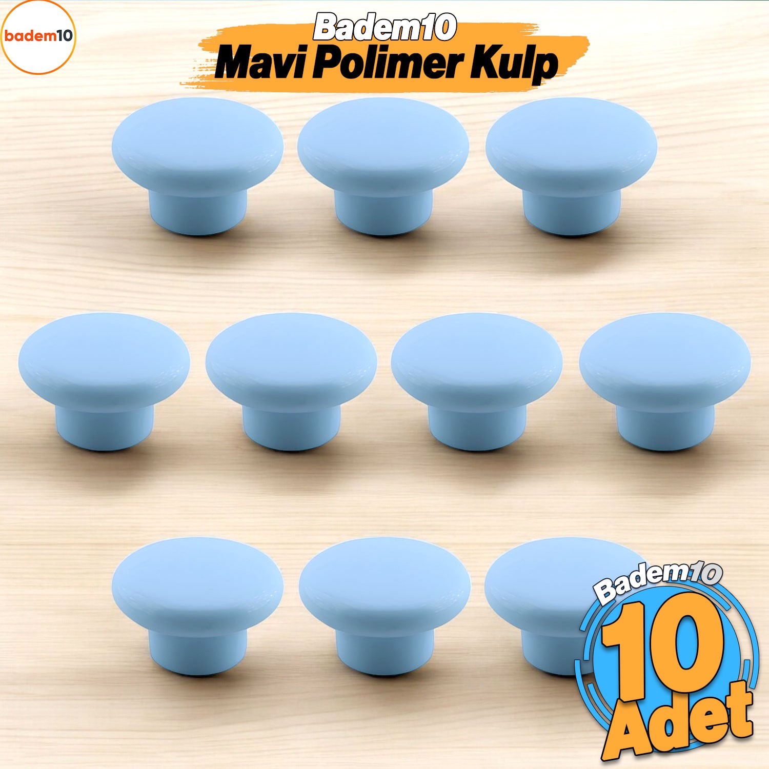 Bohem Mavi Mantar Kulp Düğme 10 ADET Çekmece Mutfak Mobilya Dolabı Dolap Kulpu Kulbu Plastik Kulp