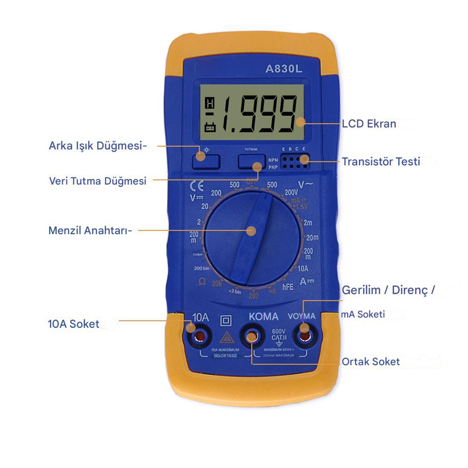Dijital Multimeter Pens Amper Metre Dijital Pensampermetre Voltaj Dc Alternatif Akım Ölçme Ölçüm 
