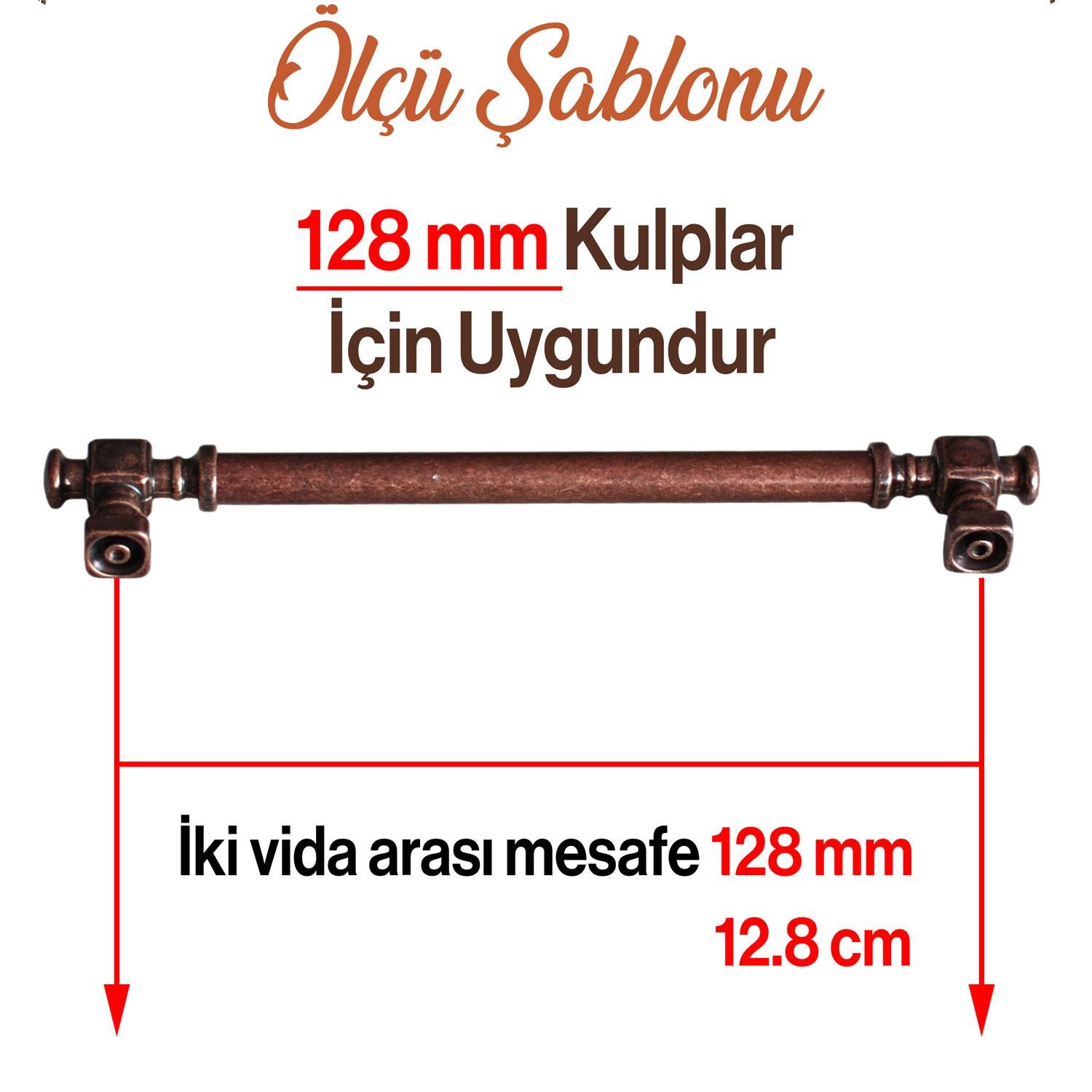 Talas Eskitme Antik Bakır Düz Metal 128 mm 12.8 cm Mobilya Mutfak Dolabı Dolap Kulpu Kulbu Kulpları