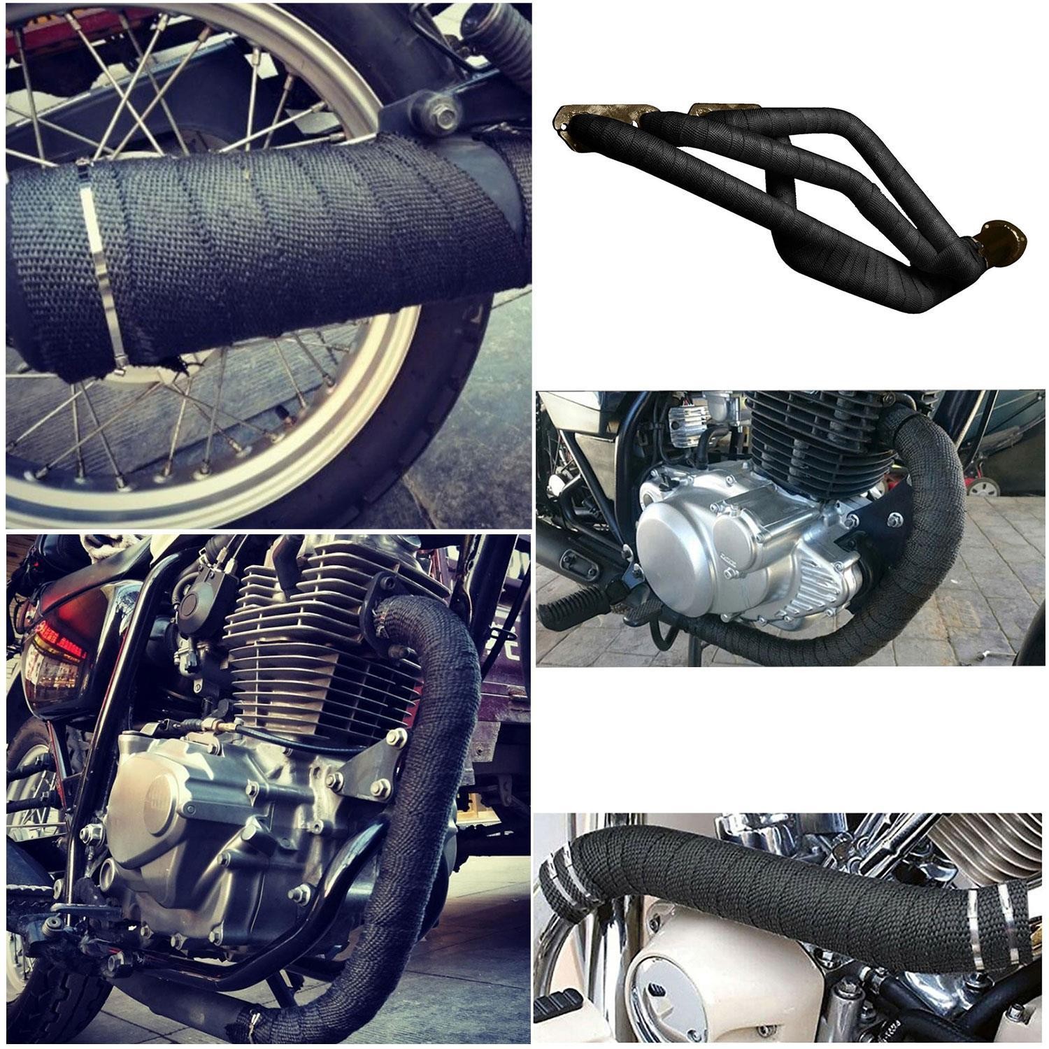 1 Metre 10 cm Cam Elyaf Ekzoz Sargısı Metal Kelepçe Manifold Sargı Bezi Yanmaz Bant Siyah Amyant 3 mm (Kalınlık)