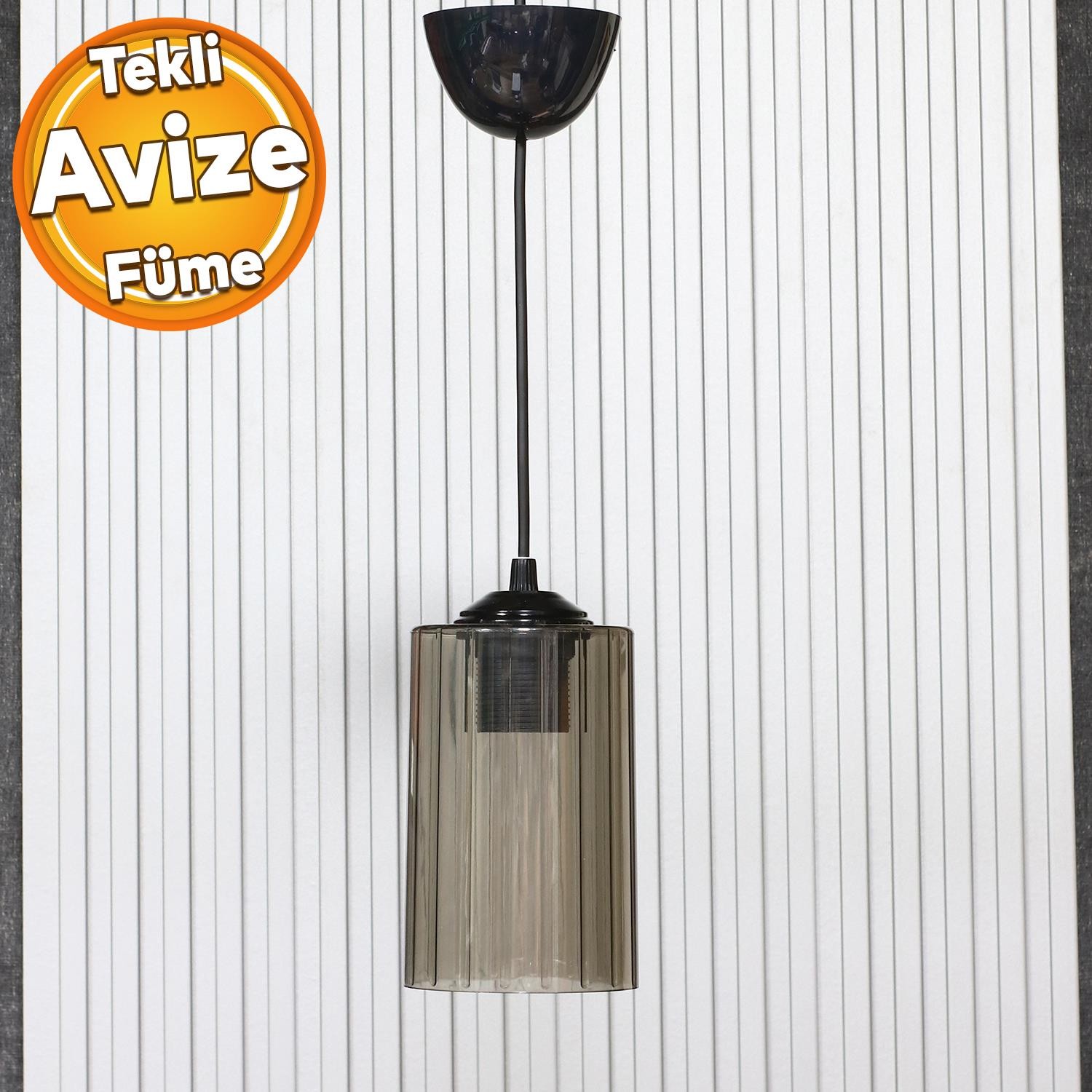 Tek Tekli E27 Duy Kablolu Klasik Avize Sarkıt Oda Lavabo Antre Hol Avizesi Plastik Füme 1 Adet