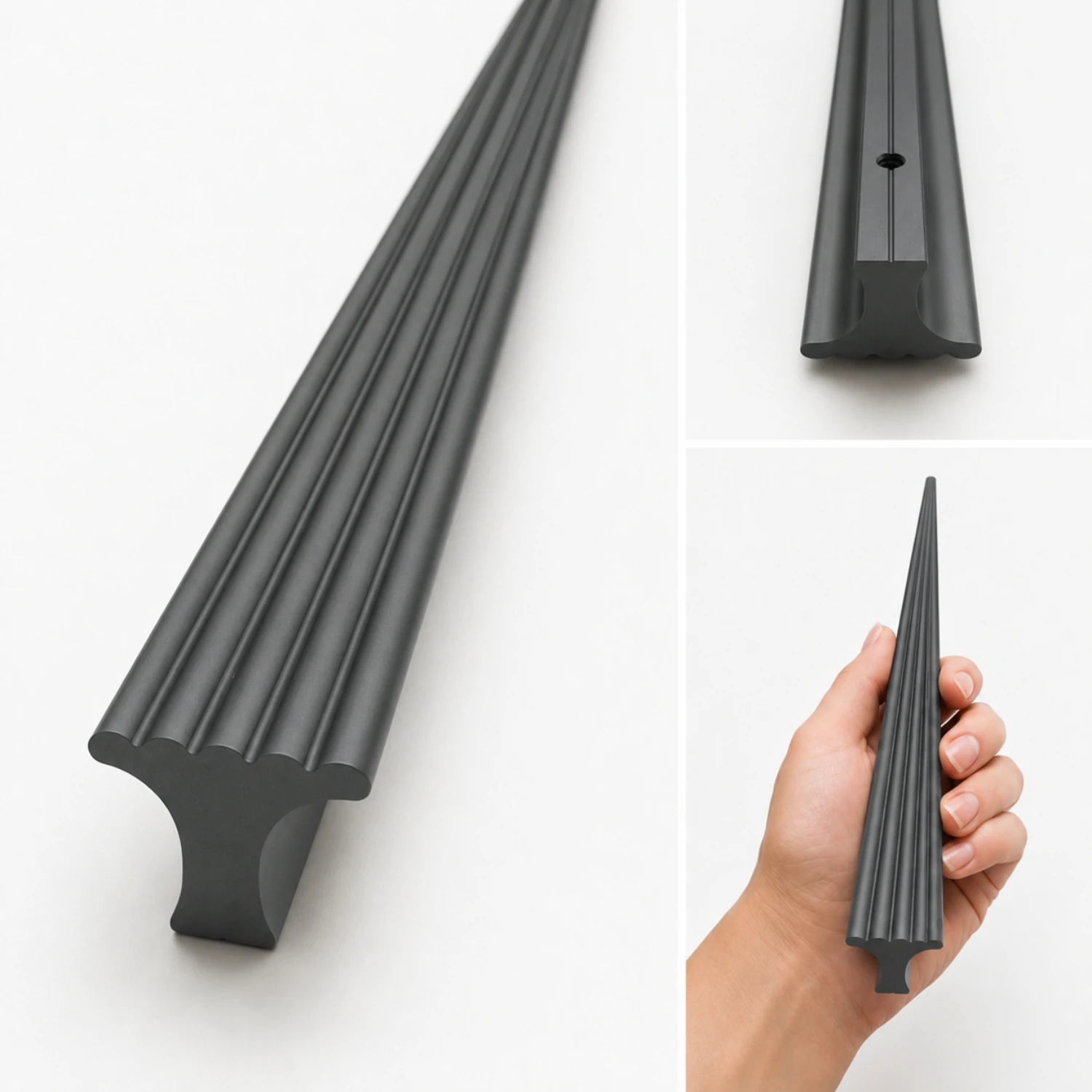 Özen (1 Adet) Süper Antrasit 1184 mm Çizgili Metal Modern Mobilya