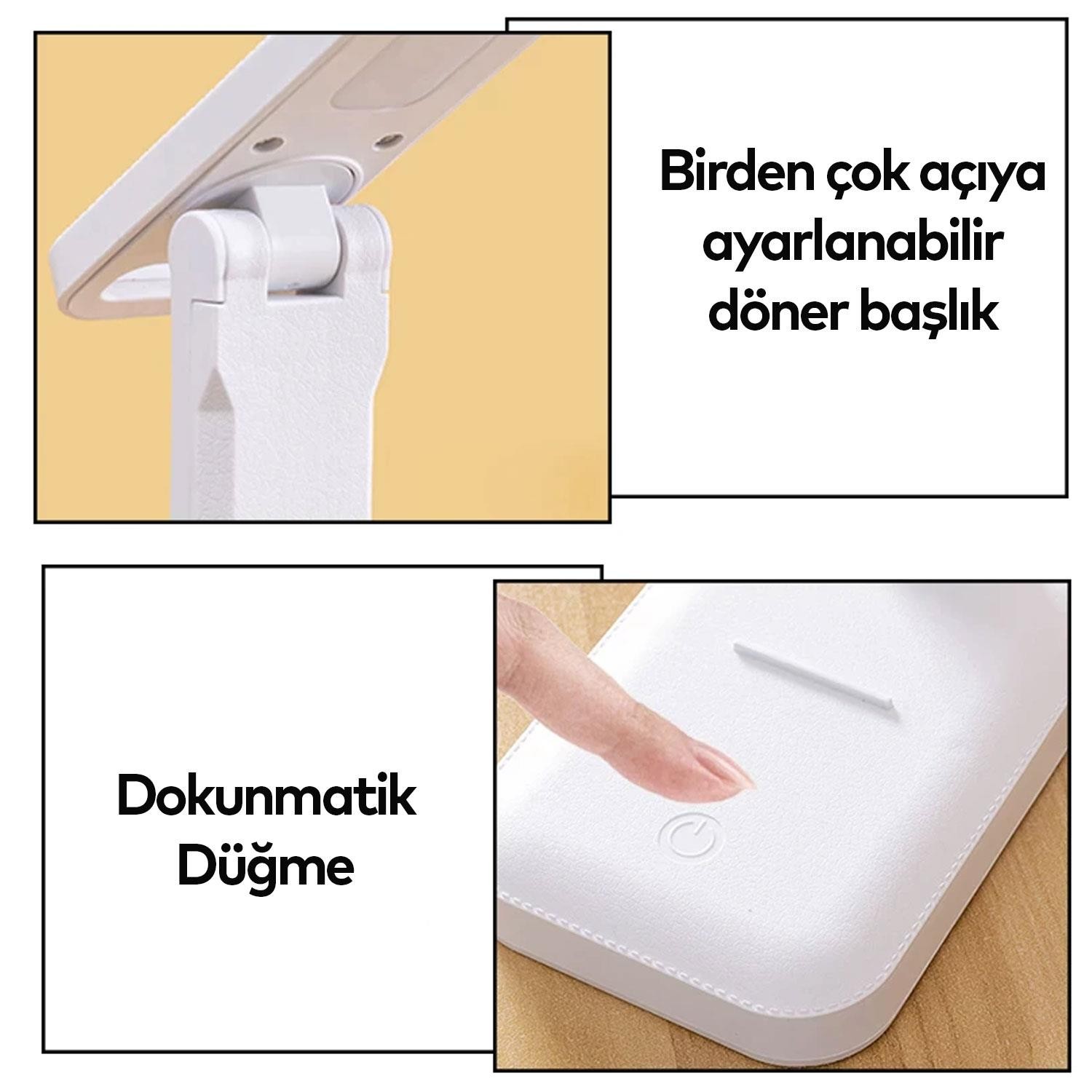 Klaus Ledli Masa Lambası 3 Modlu Oynar Başlıklı Şarjlı Çalışma Lambası 9W
