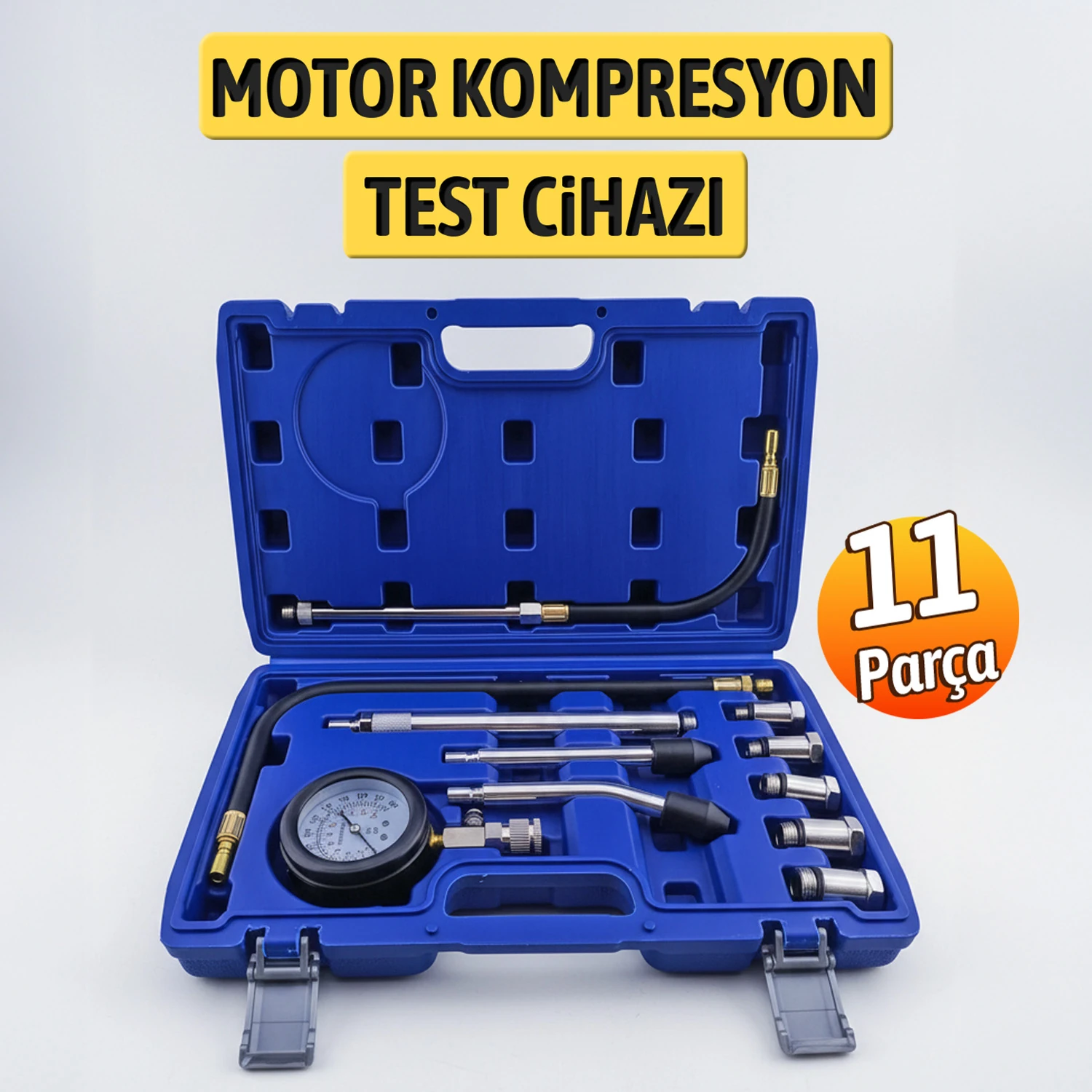 Mavi Taşıma Çantasında NT0011 Motor Kompresyon Test Cihazı 11 Parça