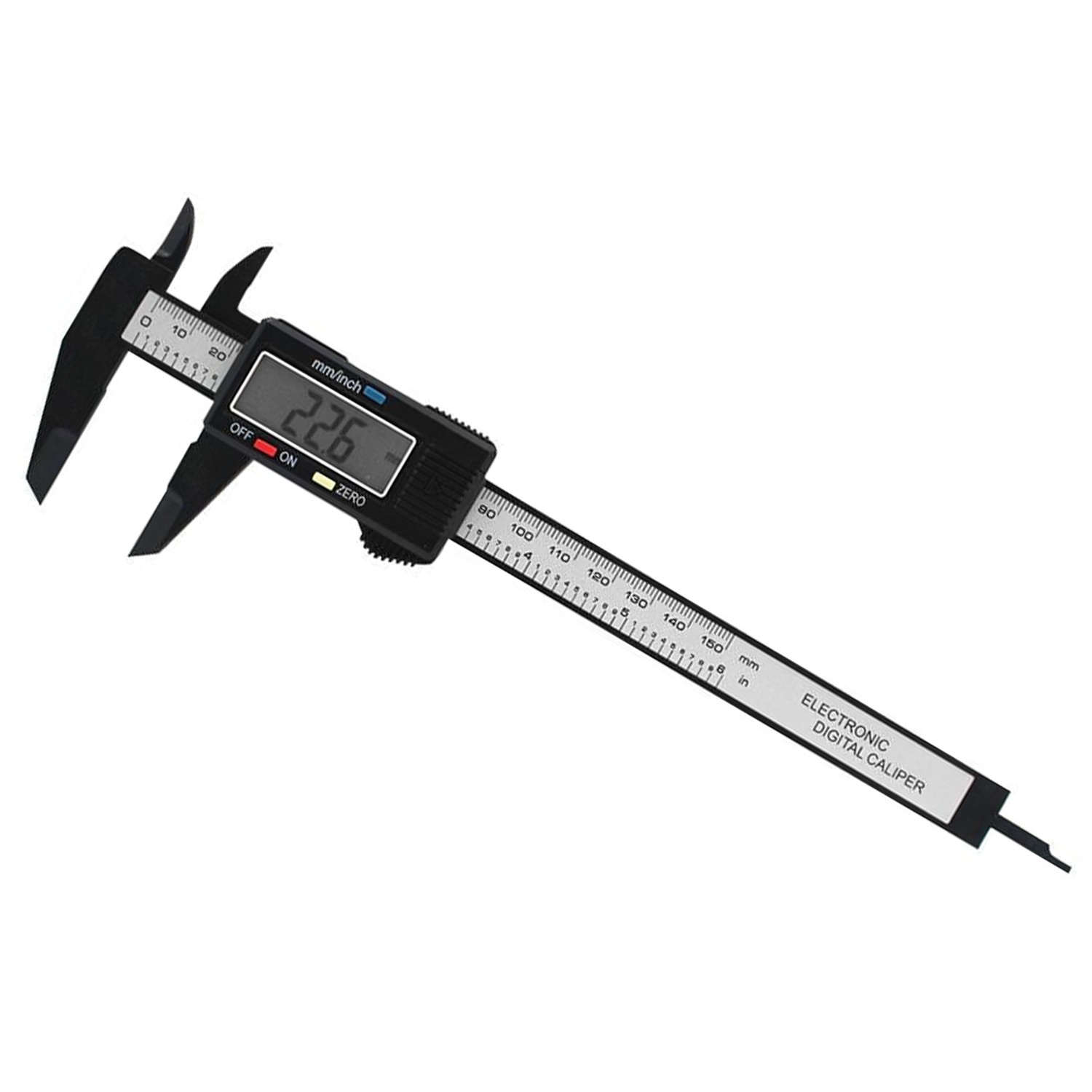 Dijital Kumpas Plastik Çene 150 mm LCD Ekran Lastik Derinlik Çap Ölçme 0.2 mm Hassasiyet İnç Ölçüm