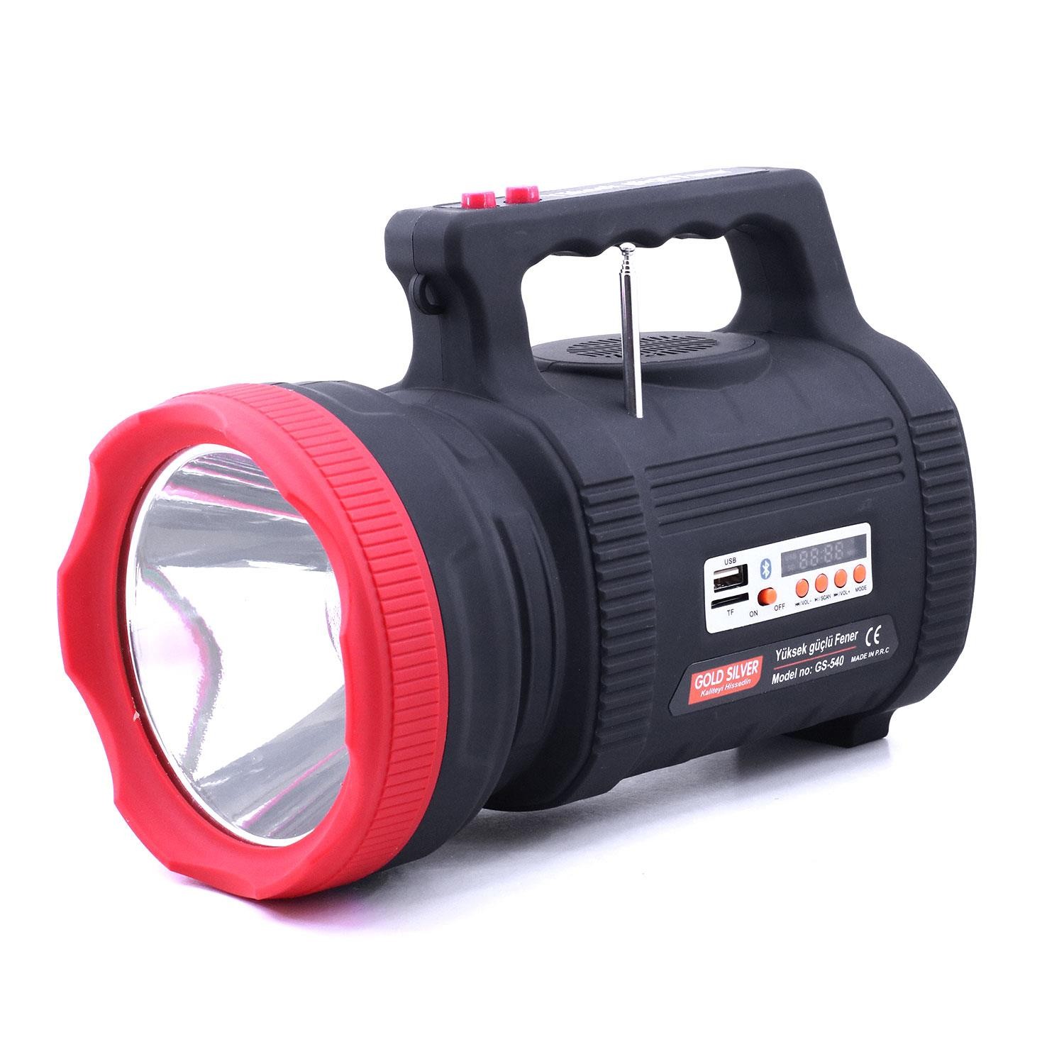 Gold Silver Şarjlı Güneş Panelli Fener Led Mp3 Radyo Usb 15W