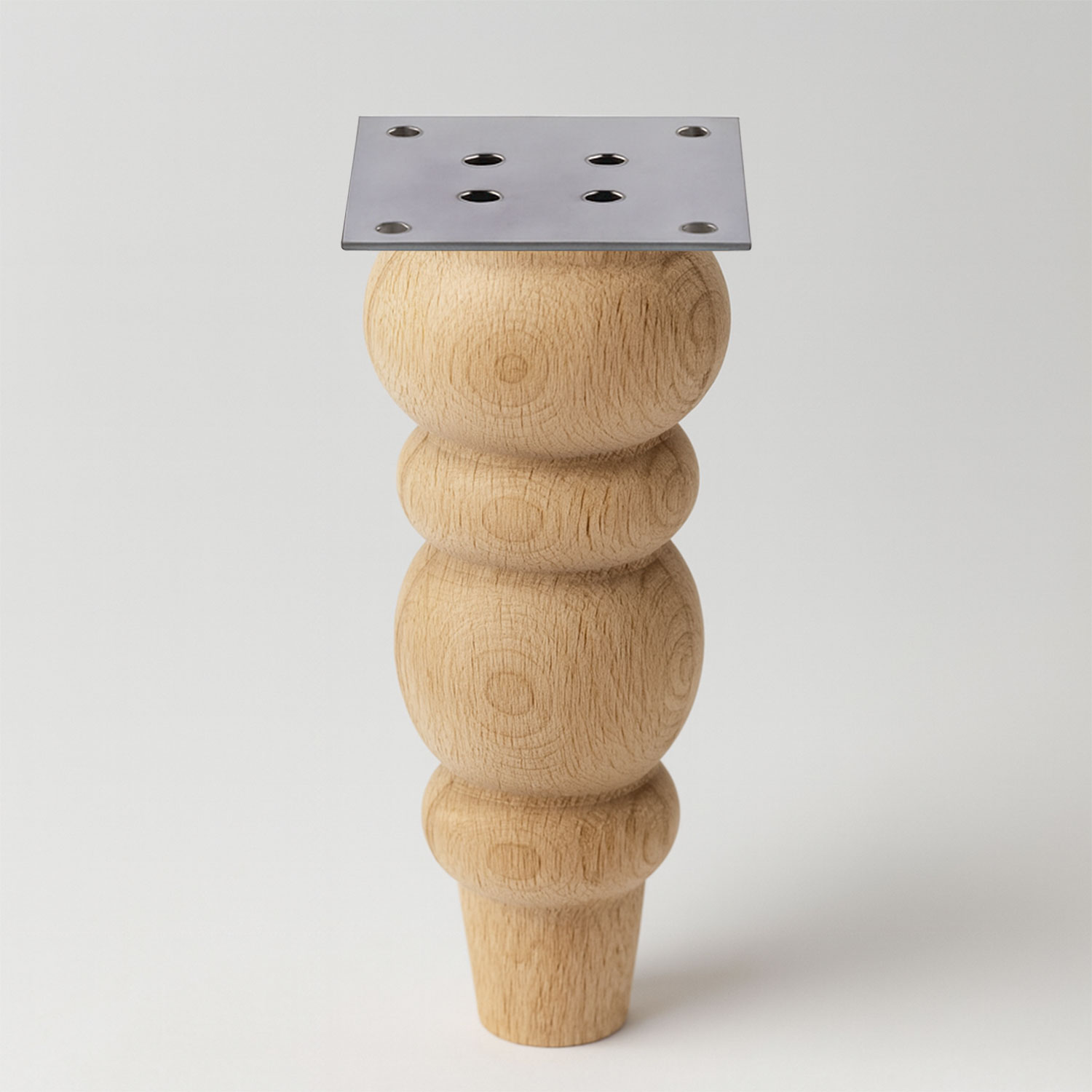 Bohem 17 cm Boyasız Ham Doğal Ahşap Ayak Silindir Mobilya Koltuk Kanepe Ayağı Metal Aparat Dahil