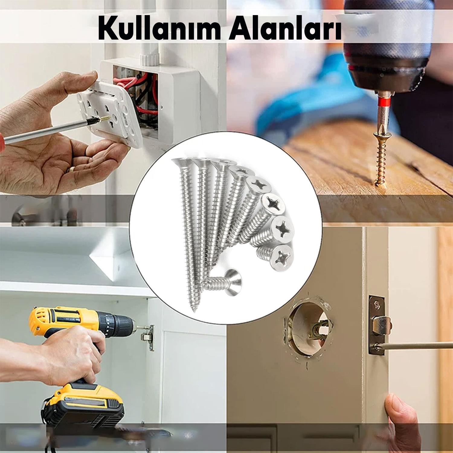 Sunta Vidası 3.5x16 Mm Paket 1000 Adet Sivri Uçlu Ahşap Tahta Ağaç Mobilya Ayak Kulp Vidası