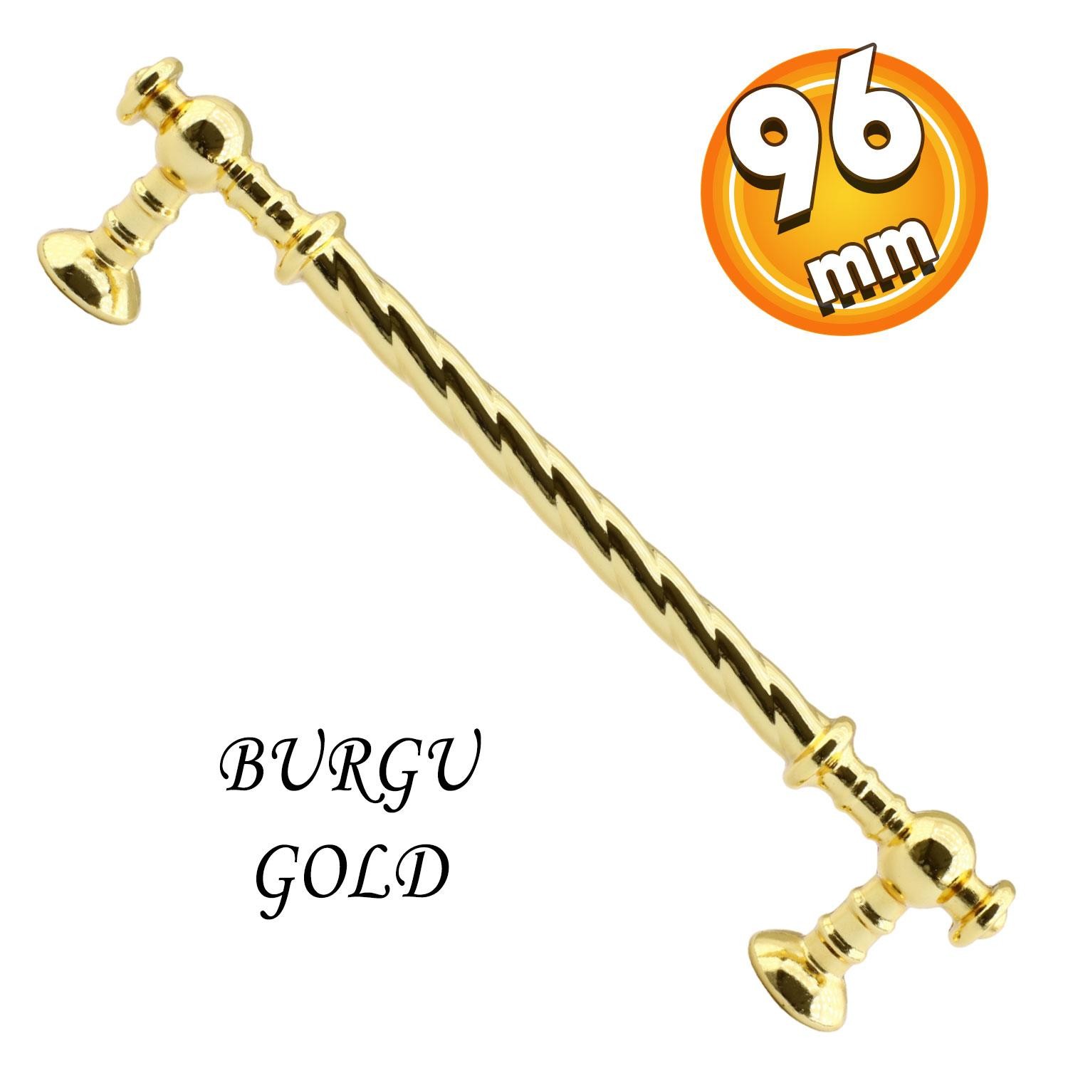 Burgu Mobilya Mutfak Dolabı Çekmece Dolap Kapak Kulpu Kulbu Altın Gold 96 mm Metal Kulp
