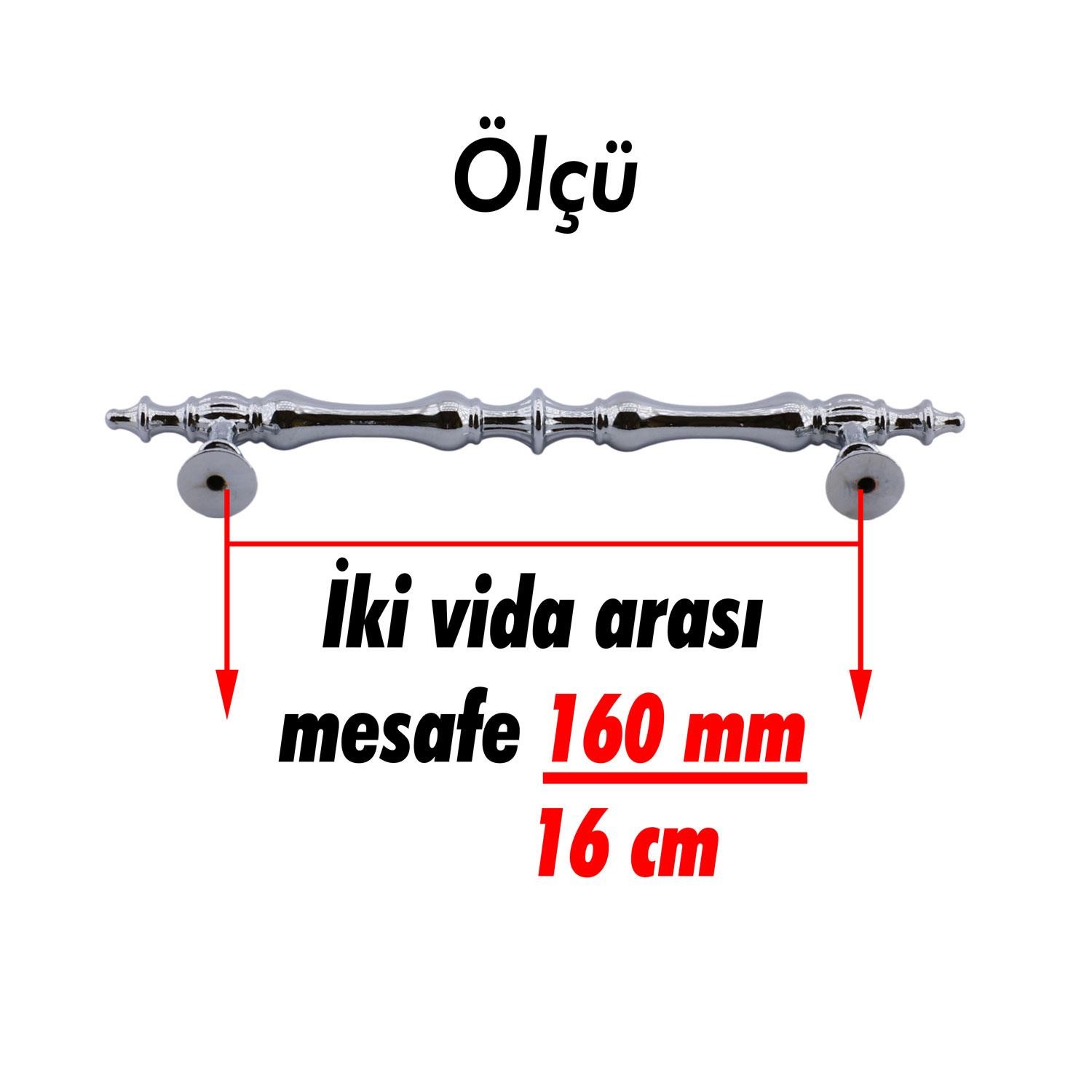 Şehzade Kulp Mobilya Mutfak Dolabı Çekmece Dolap Kulpları Kapak Kulpu Kulbu Krom 160 mm Metal