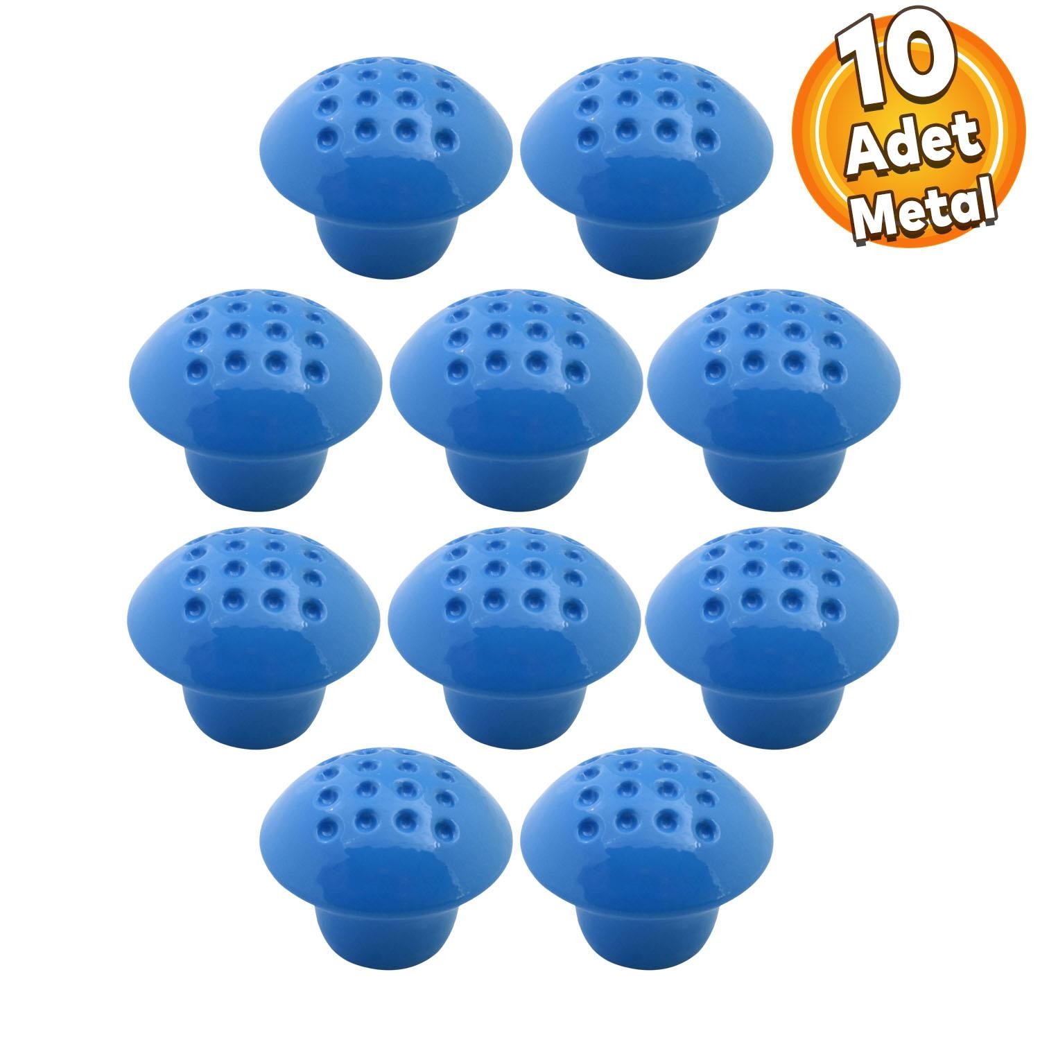 Noktalı Mantar Düğme Mobilya Çekmece Çocuk Odası Dolap Dolabı Kapak Kulbu Kulpu Kulpları Mavi 10 Adet