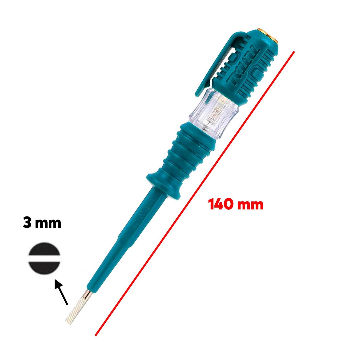 Total Kontrol Kalemi 140 mm Elektrik Priz Faz Voltaj Kontrol Tornavidası Düz Uçlu THT291408